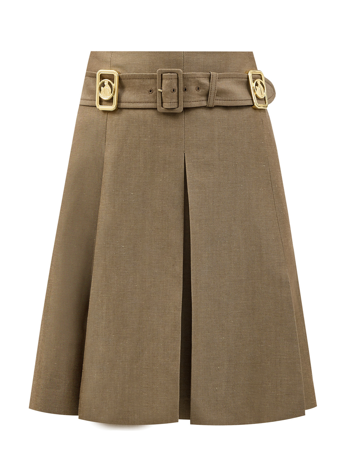 Однотонная юбка с поясом и литой фурнитурой Mother and Child LANVIN, цвет коричневый, размер 44;46;42 - фото 1