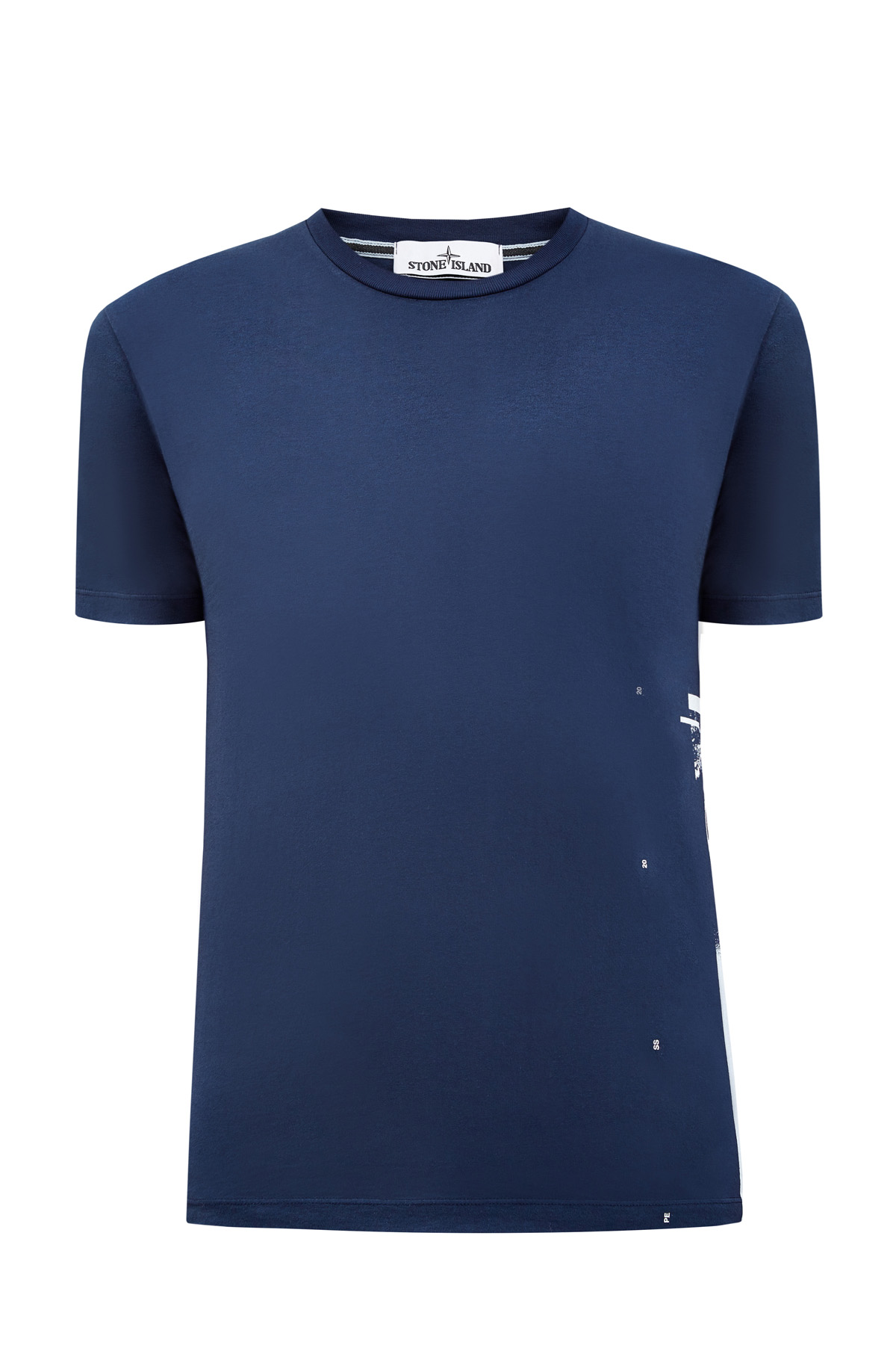 Хлопковая футболка из гладкого джерси с контрастным принтом STONE ISLAND, цвет синий, размер S - фото 1