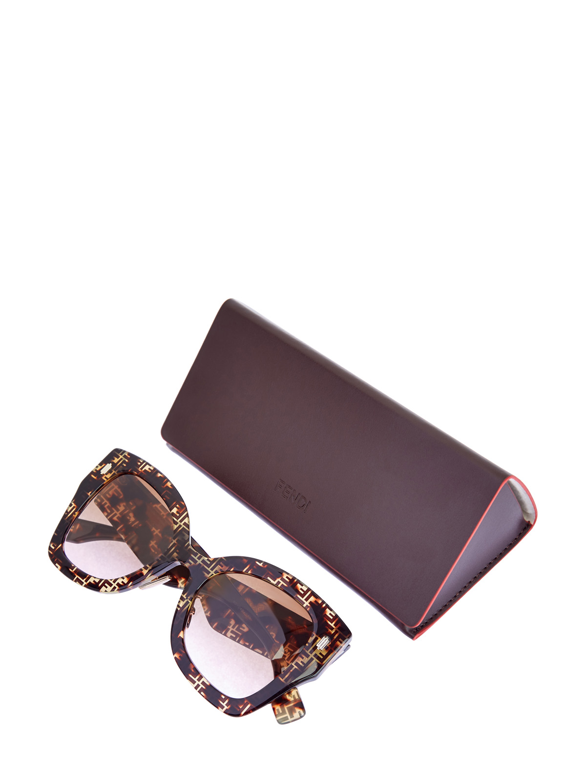 Очки FF в квадратной оправе из легкого черепахового ацетата FENDI (sunglasses), цвет коричневый, размер S;M;L - фото 4