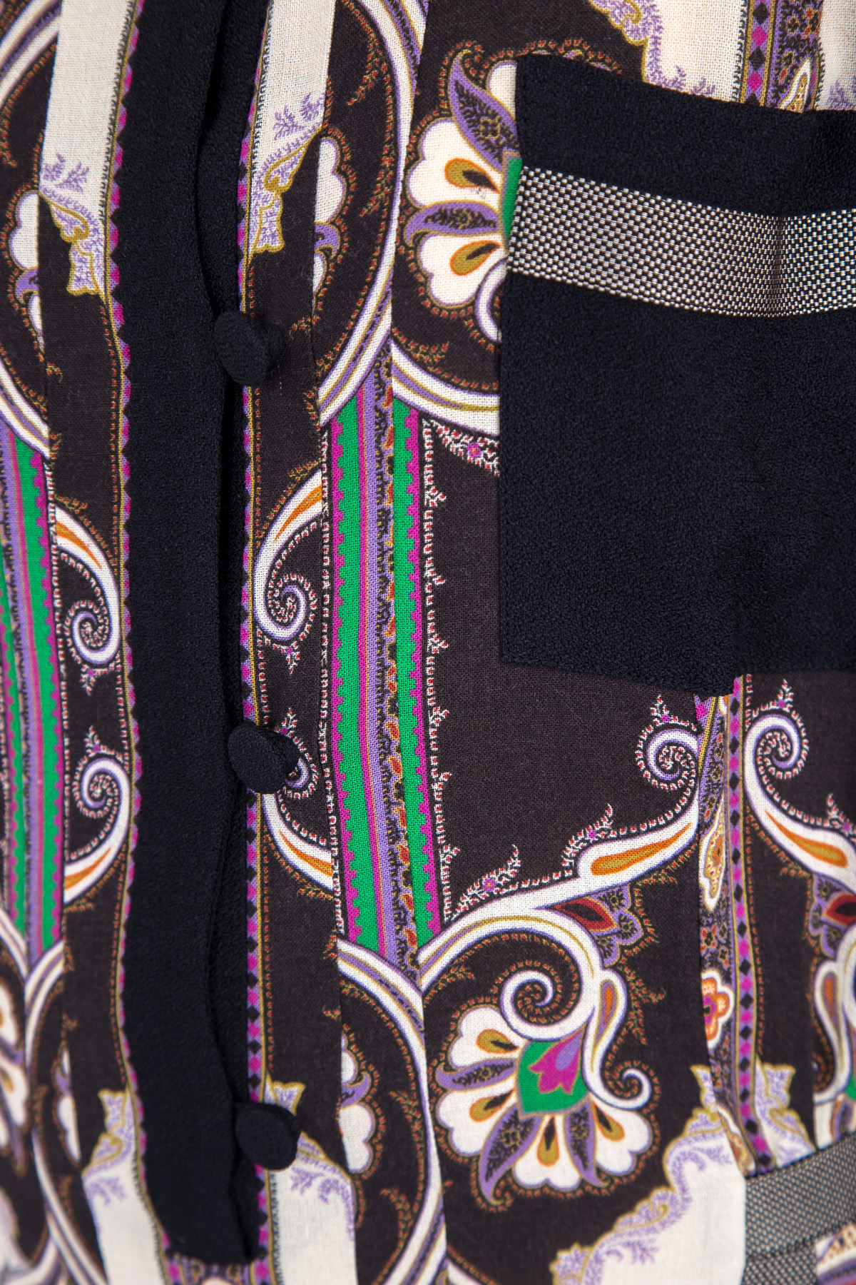 Платье с комбинацией фирменного орнамента и однотонными вставками ETRO, цвет мульти, размер 42;44 - фото 5