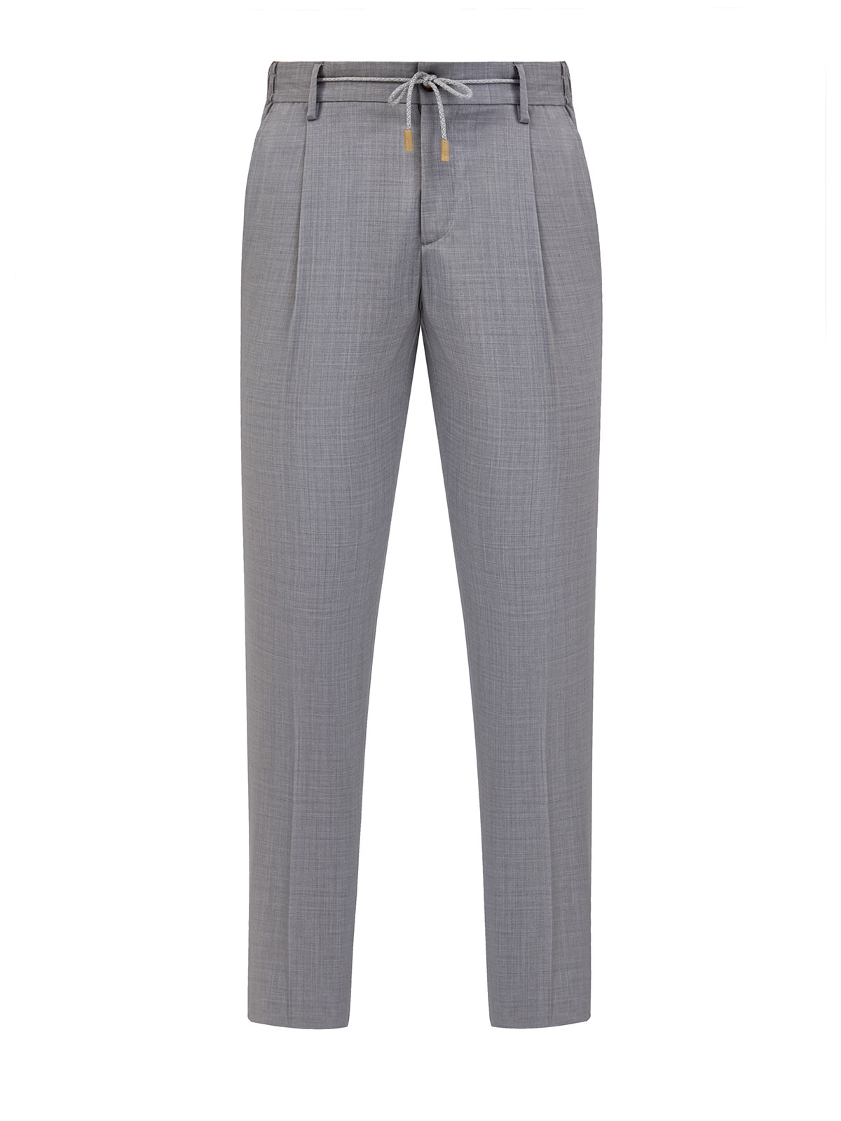 

Костюмные брюки из гладкой меланжевой шерсти с кулиской, Серый, Костюмные брюки из гладкой меланжевой шерсти с кулиской