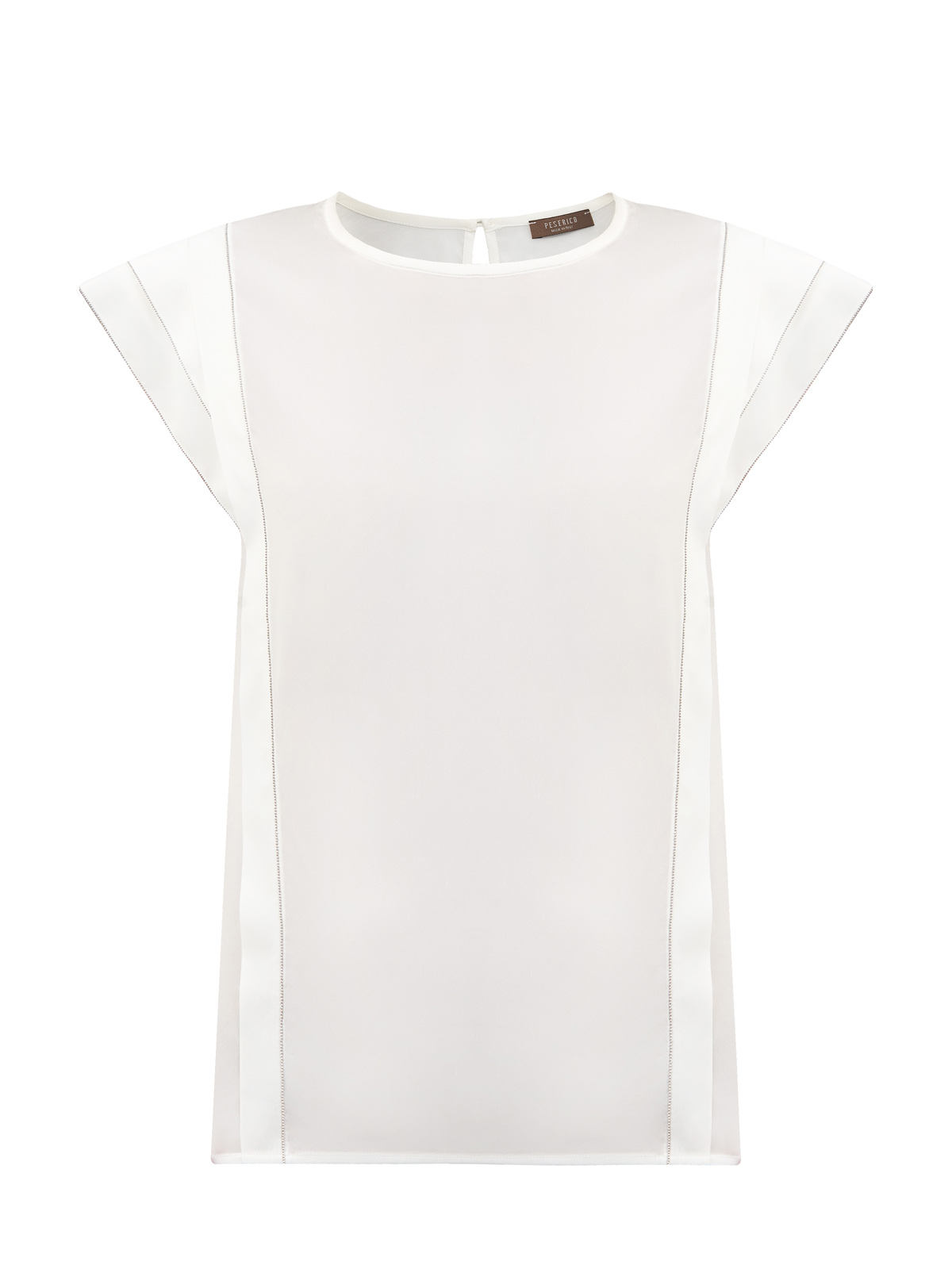 Блуза из струящегося шелка с ювелирными цепочками PESERICO, цвет белый, размер 42;44;46;48;50 - фото 1