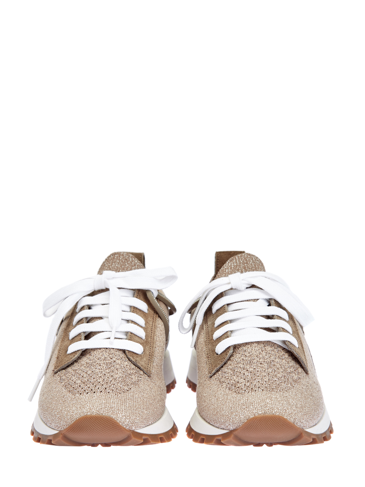 Кроссовки из мерцающего трикотажа Sparkling и мягкой замши BRUNELLO CUCINELLI, цвет коричневый, размер 37.5;39;41;39.5 - фото 6