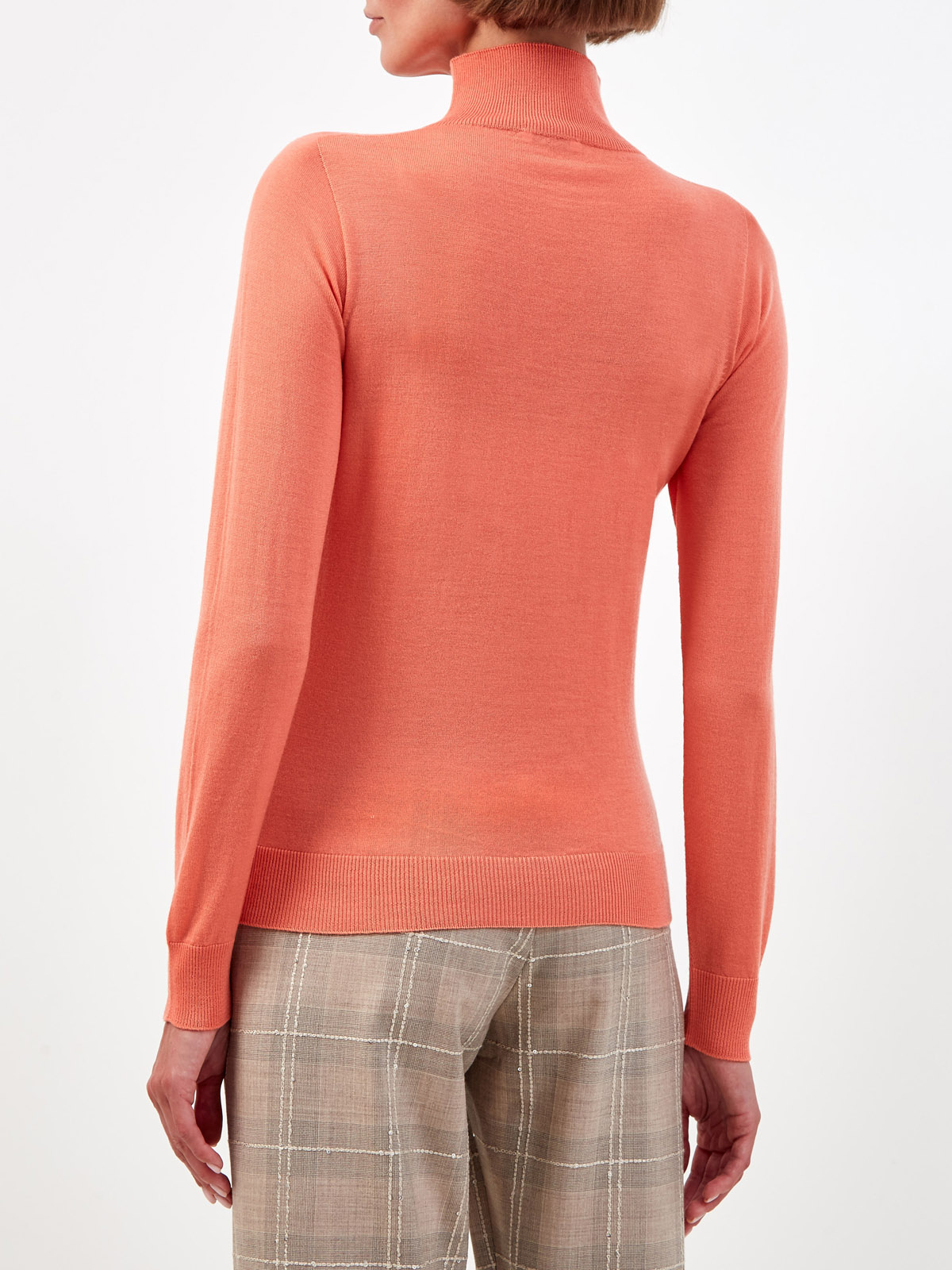 Тонкий джемпер из шерсти с ювелирными цепочками Punto Luce PESERICO, цвет оранжевый, размер 38;42;44;46 - фото 4