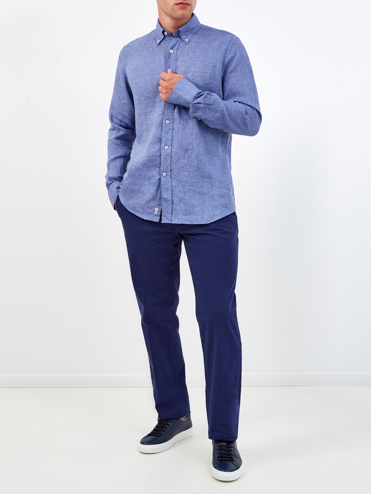 Хлопковые брюки-чинос в стиле casual CANALI, цвет синий, размер 52;56;58;60;50 - фото 2