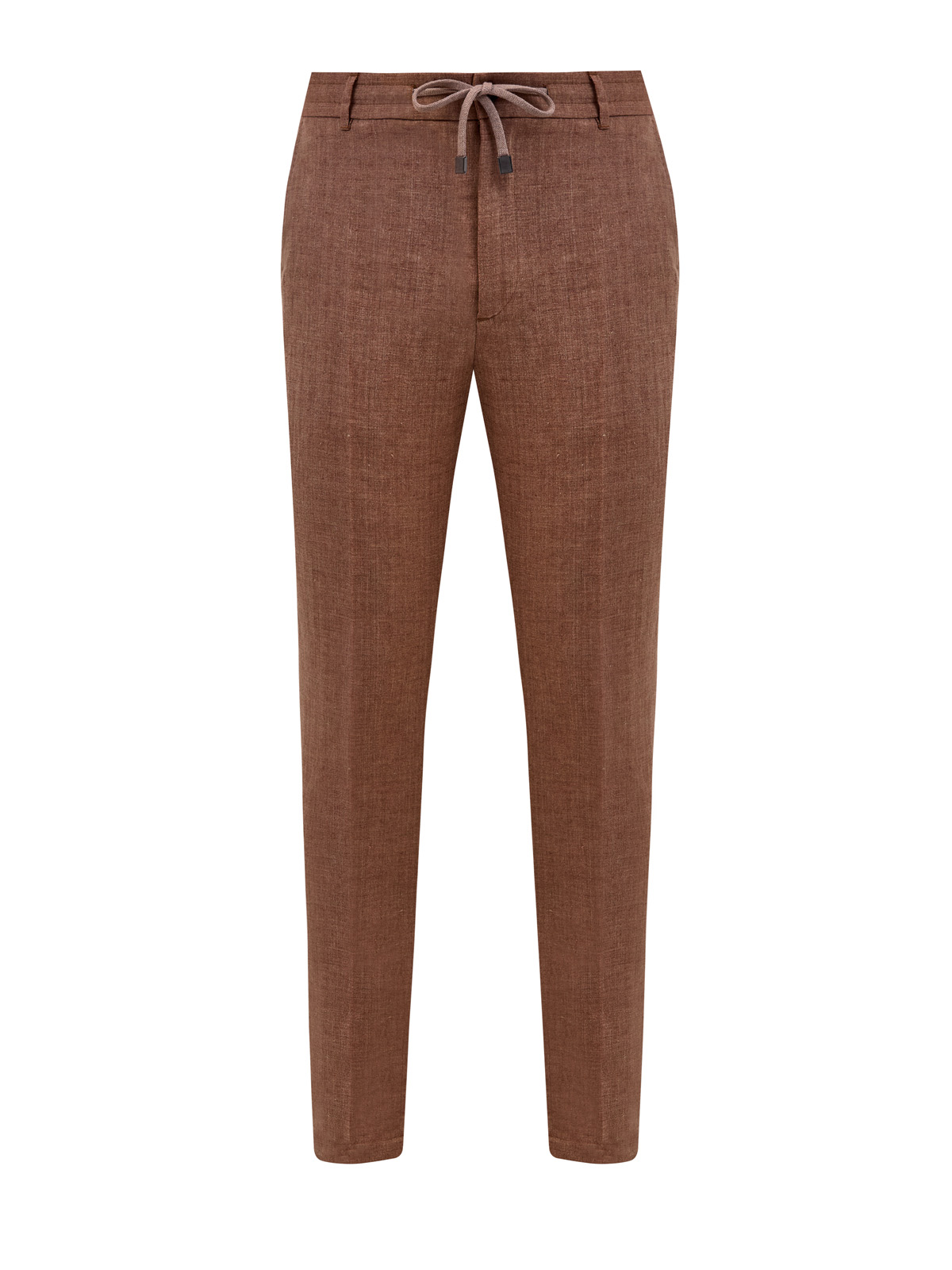 Льняные брюки в стиле sprezzatura с регулируемой кулиской PESERICO, цвет коричневый, размер 48;50;52 - фото 1