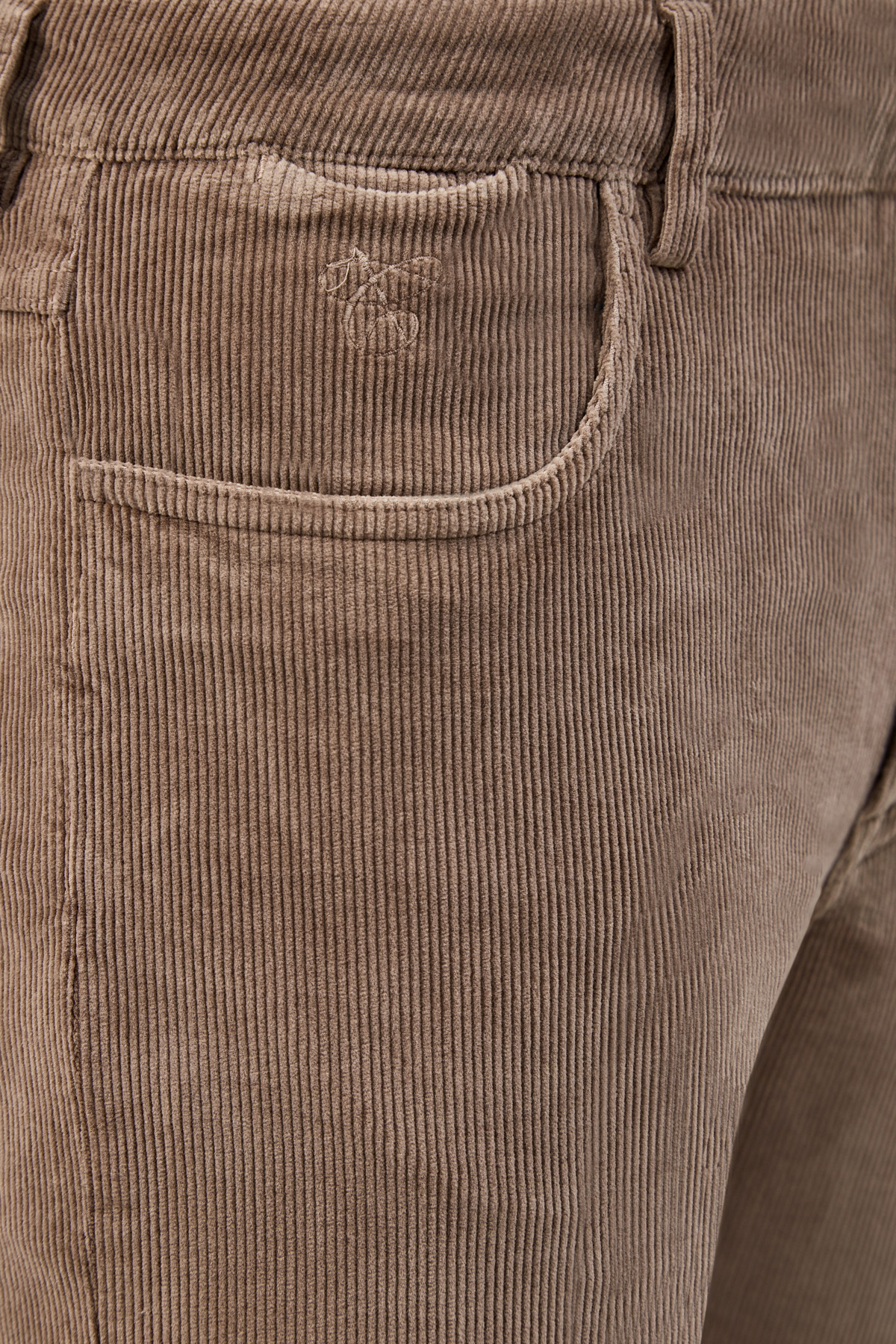 Джинсы из хлопкового вельвета с вышитым логотипом CANALI, цвет бежевый, размер 50;52;54;56;48 - фото 5