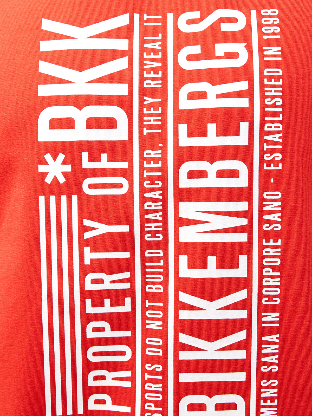 Яркая футболка из хлопка с принтом Property of BKK BIKKEMBERGS, цвет красный, размер XL;2XL;3XL;L - фото 5