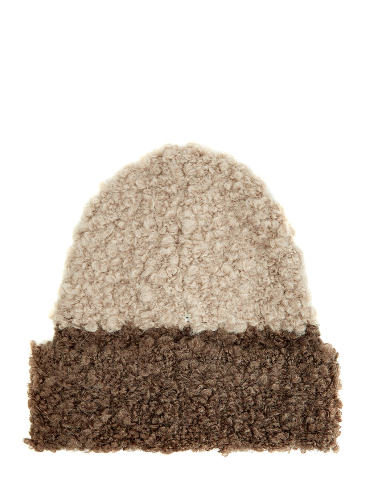 Теплая шапка из фактурной верблюжьей шерсти и альпаки LORENA ANTONIAZZI, цвет коричневый, размер M;L - фото 2