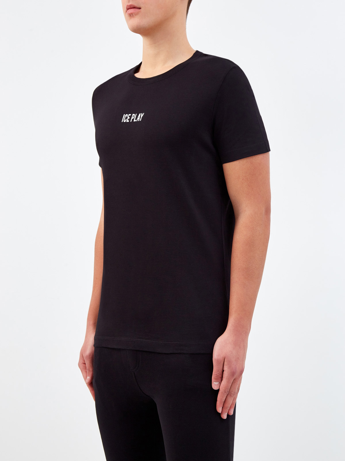 Монохромная футболка из гладкого хлопкового джерси ICE PLAY, цвет черный, размер S;M;L;XL - фото 3