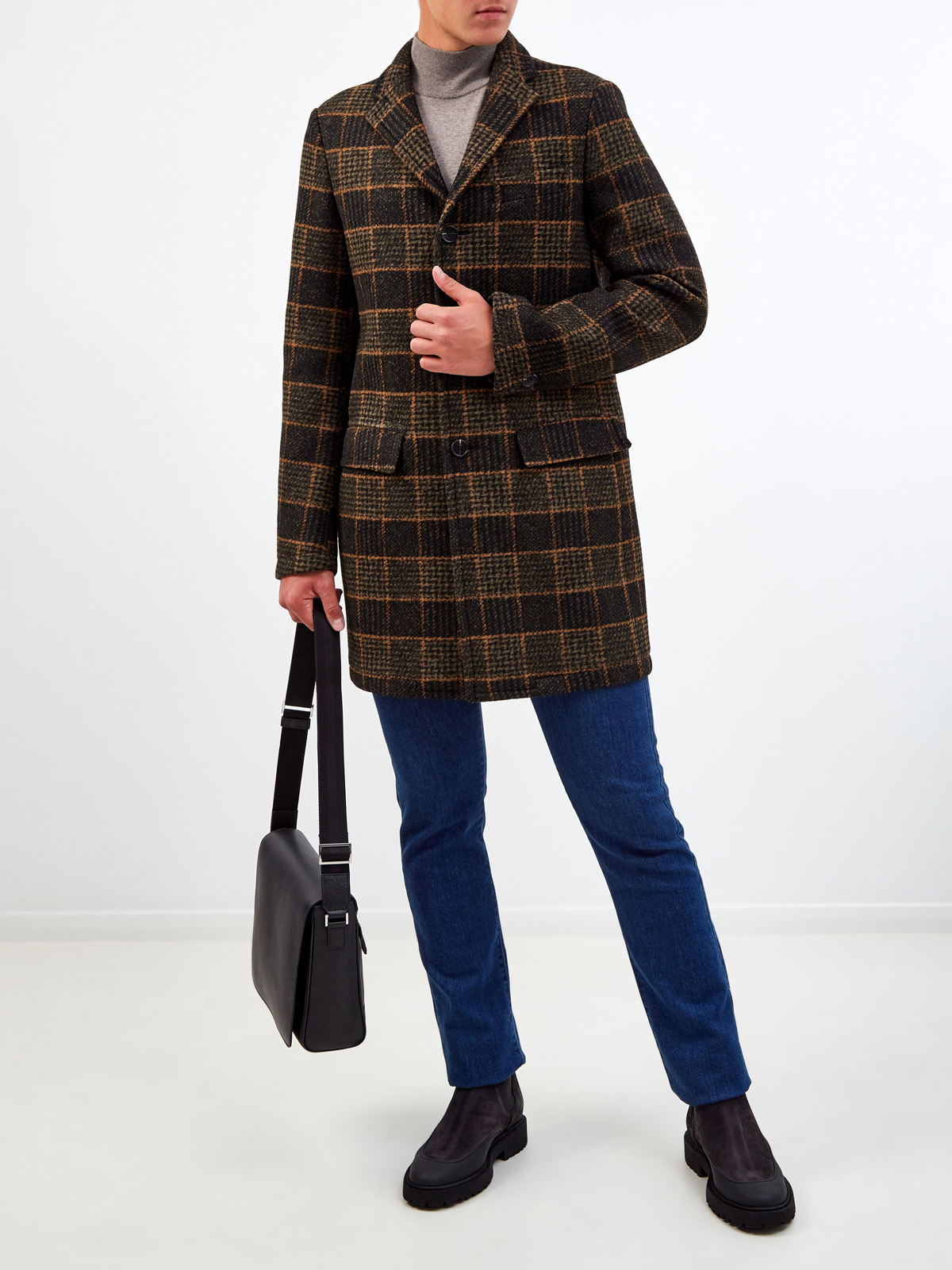 Пальто классического кроя из шерсти в крупную клетку CUDGI, цвет коричневый, размер 48;50;52;54 - фото 2