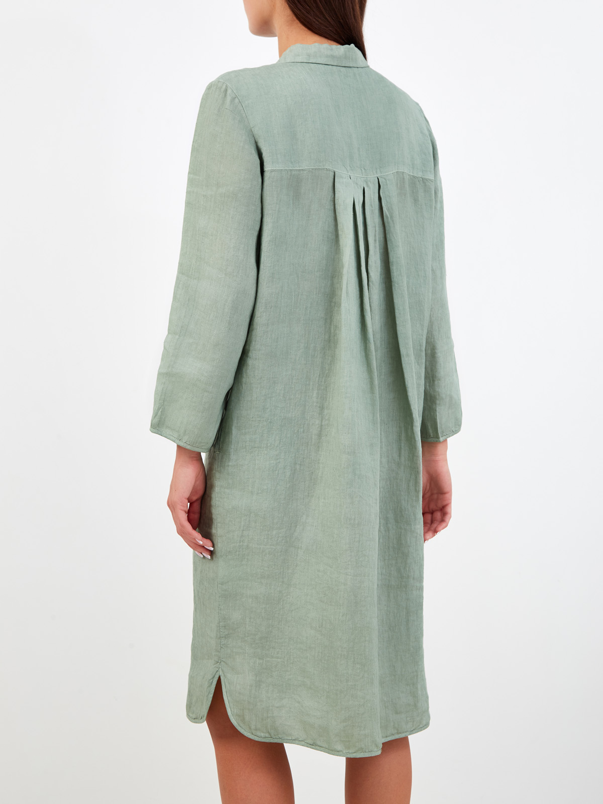Платье-рубашка из дышащей льняной ткани GRAN SASSO, цвет зеленый, размер 40;42;44;48 - фото 4