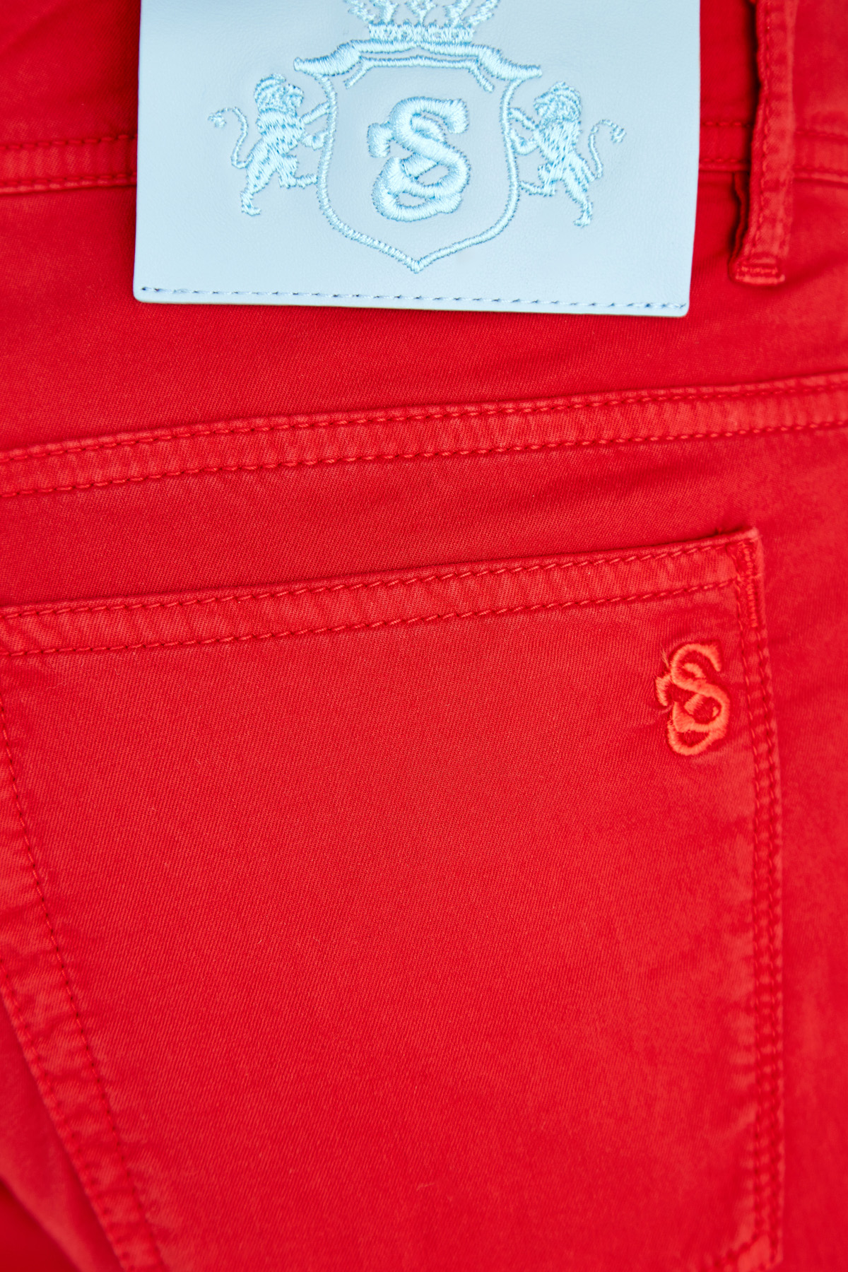 Джинсы из эластичного денима с отполированной вручную фурнитурой SCISSOR SCRIPTOR, цвет красный, размер 48;52;54;54 - фото 7