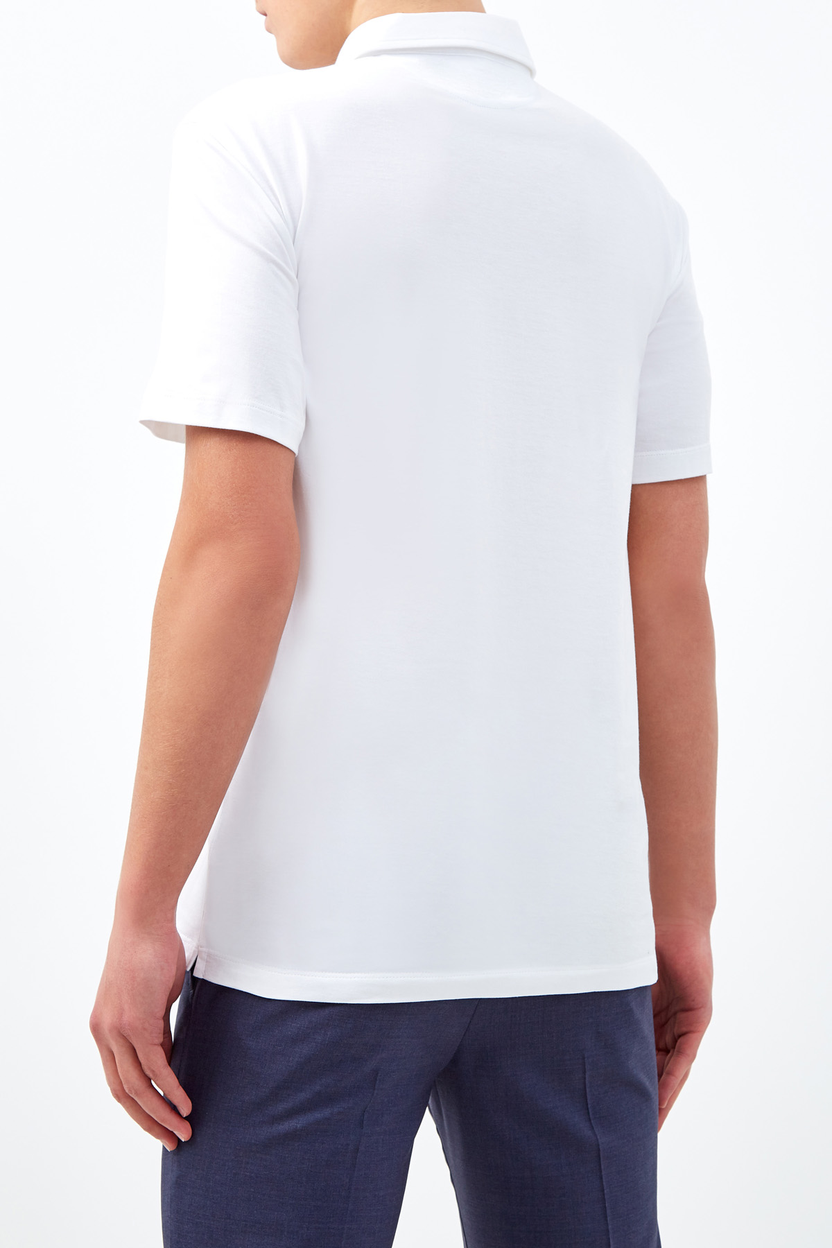 Хлопковая футболка-поло из джерси BRUNELLO CUCINELLI, цвет белый, размер 56;58 - фото 4