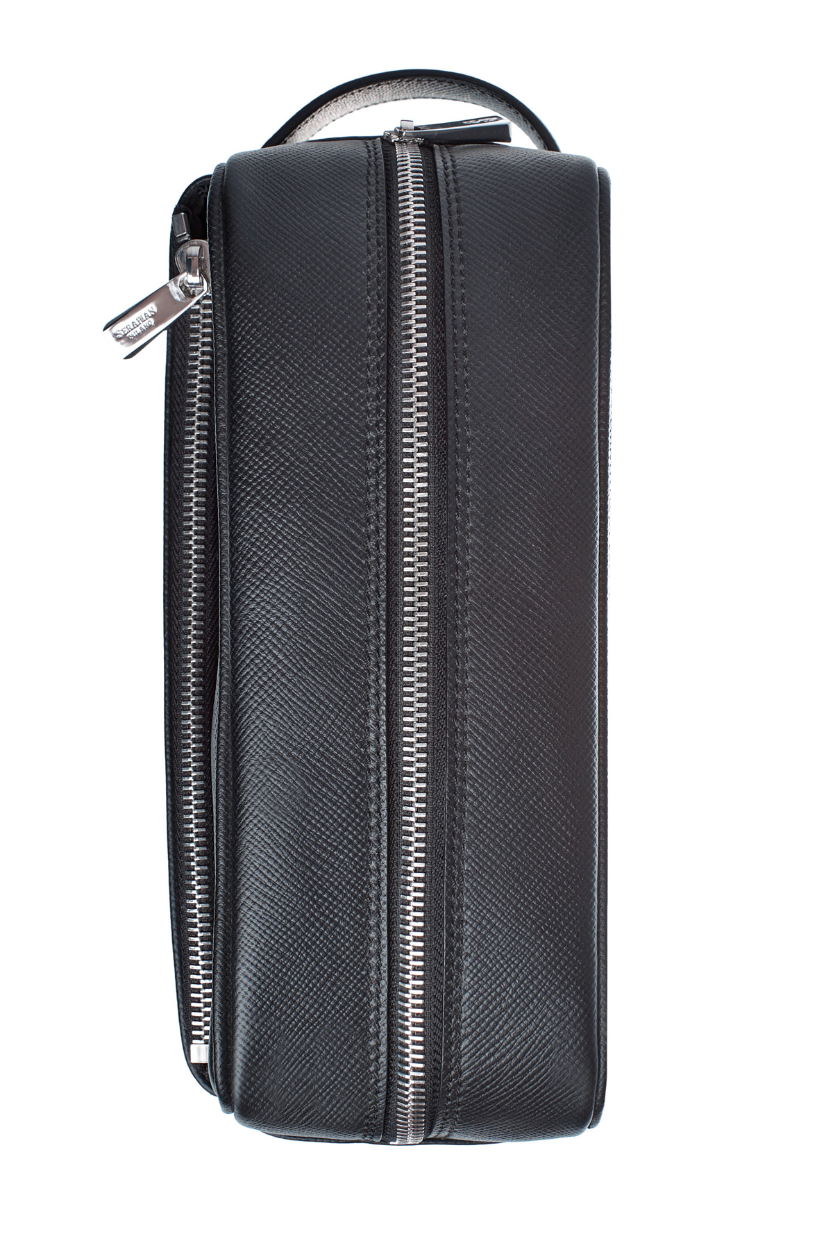 Кожаный несессер в классическом стиле с фирменным сафьяновым тиснением SERAPIAN, цвет черный, размер XS;S;M - фото 6