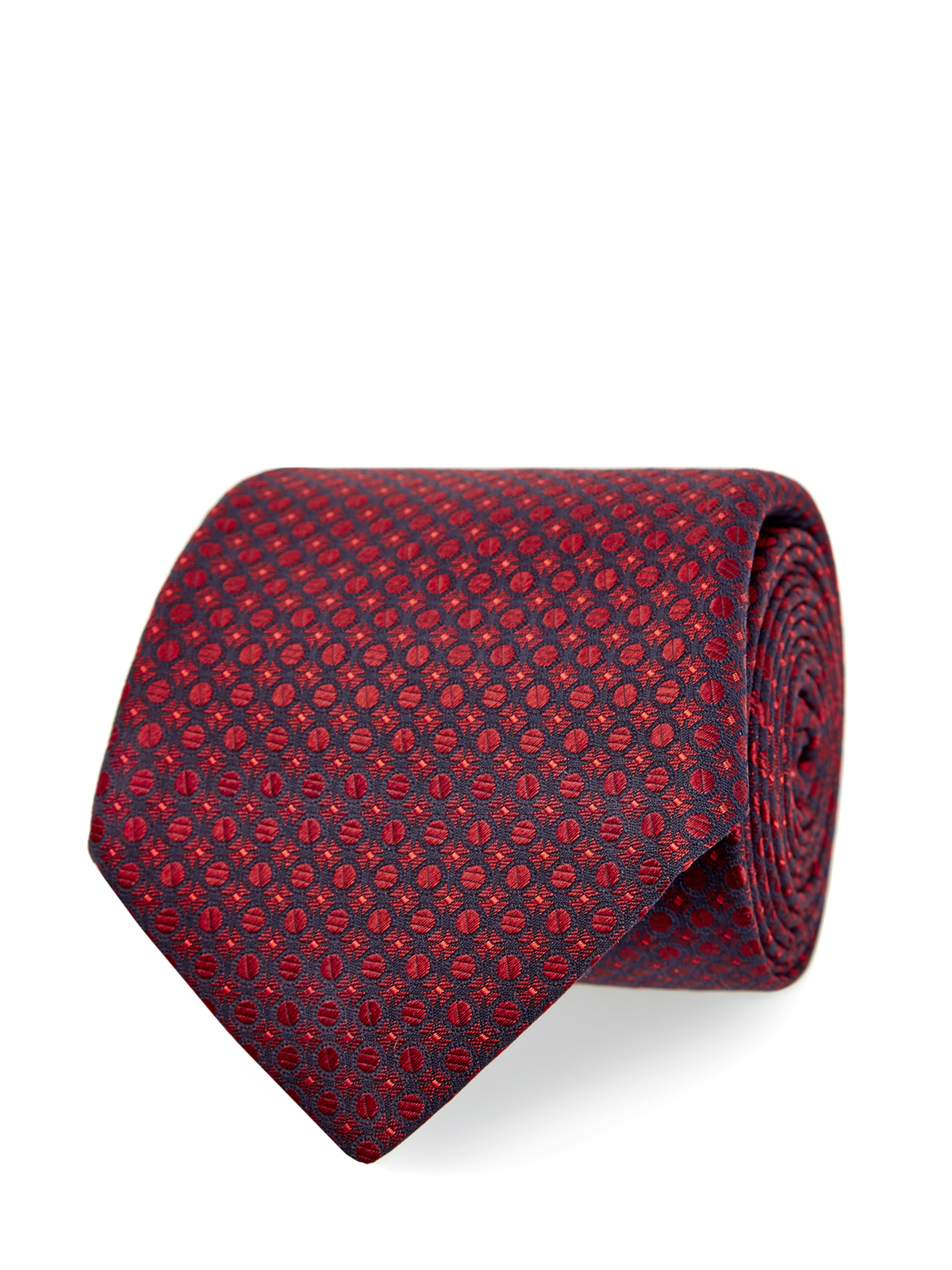 Шелковый галстук с вышитым жаккардовым узором CANALI, цвет красный, размер 44