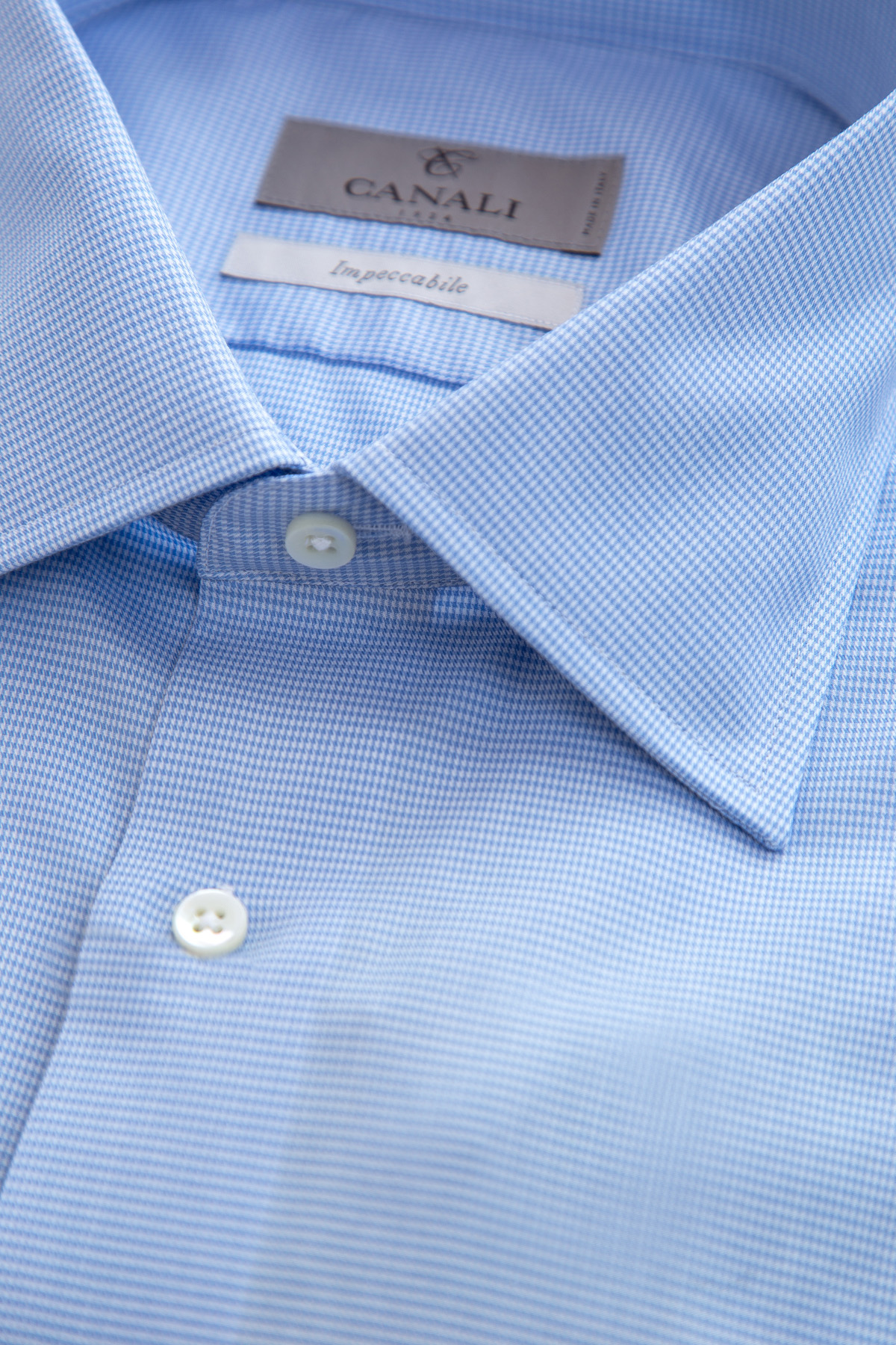 Рубашка из поплина Impeccabile с микро-принтом CANALI, цвет голубой, размер 50 - фото 5