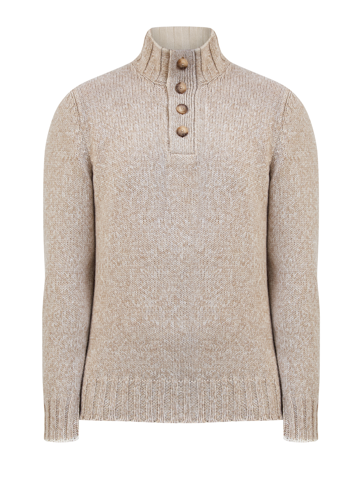 

Джемпер из меланжевой шерсти с застежкой на пуговицы, Бежевый, Джемпер из меланжевой шерсти с застежкой на пуговицы