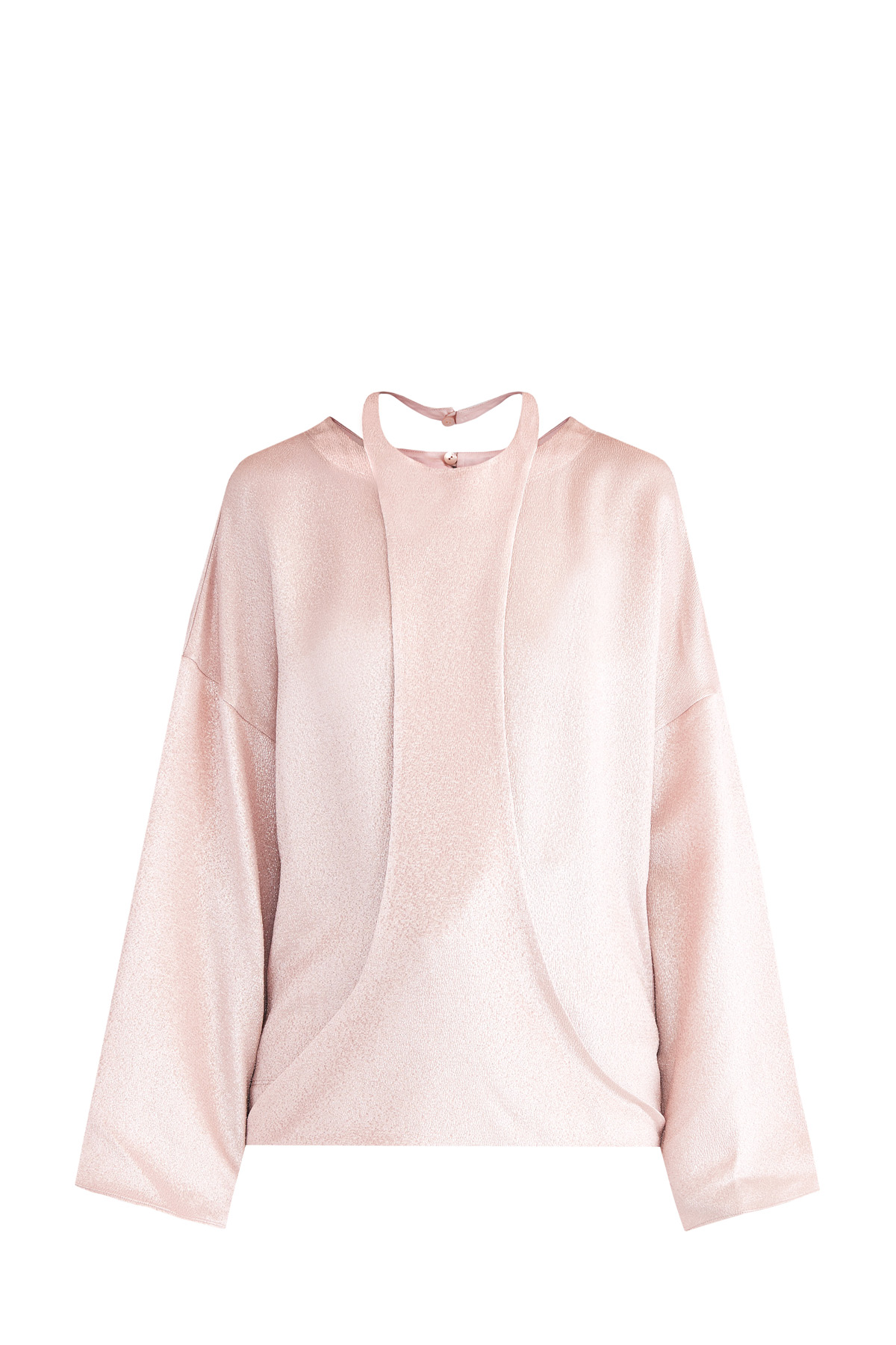 Oversize-блуза из металлизированной ткани ламе с воротом-халтером VALENTINO, цвет розовый, размер 38;42 - фото 1