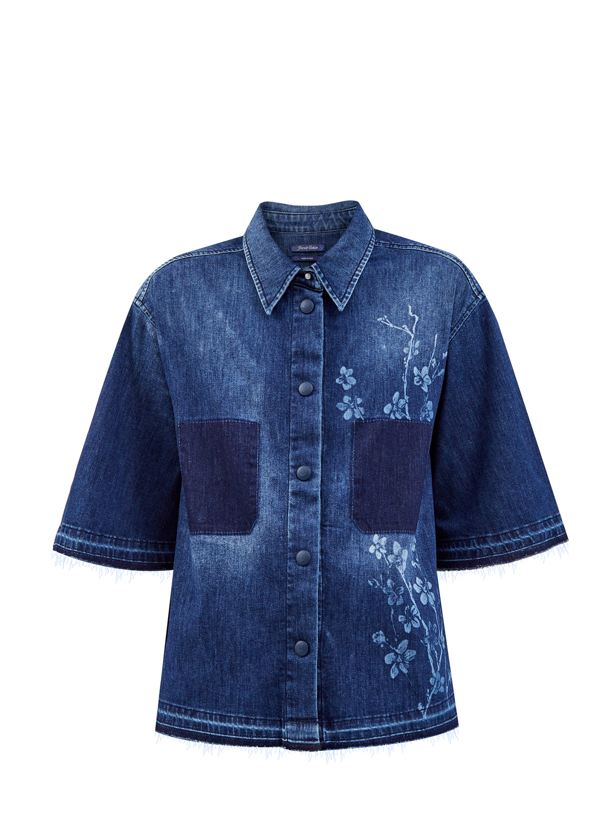 Рубашка из денима с выбеленным принтом JACOB COHEN, цвет синий, размер 46;42