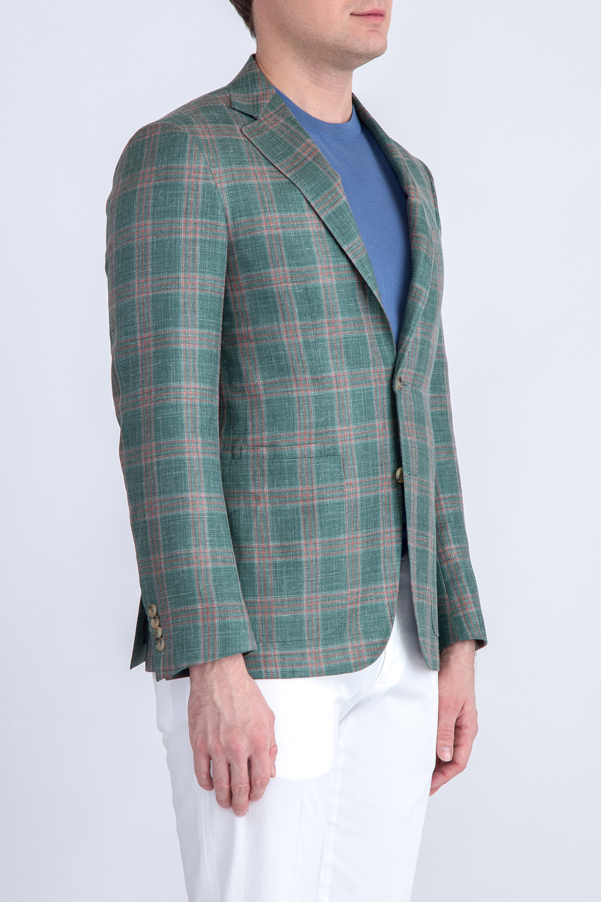 Пиджак в стиле casual из шерсти и льна CANALI, цвет зеленый, размер 48;50;52 - фото 3