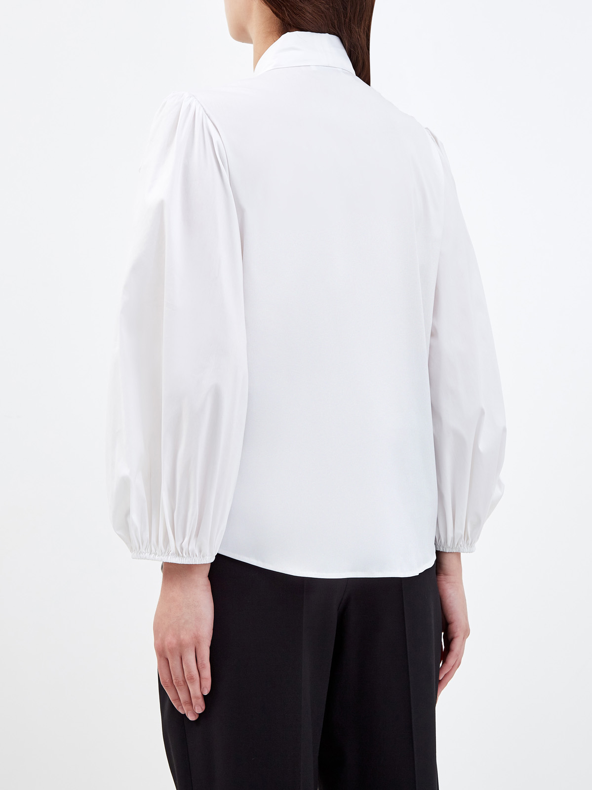 Рубашка из эластичного поплина с широким бантом REDVALENTINO, цвет белый, размер M;XL;S - фото 4