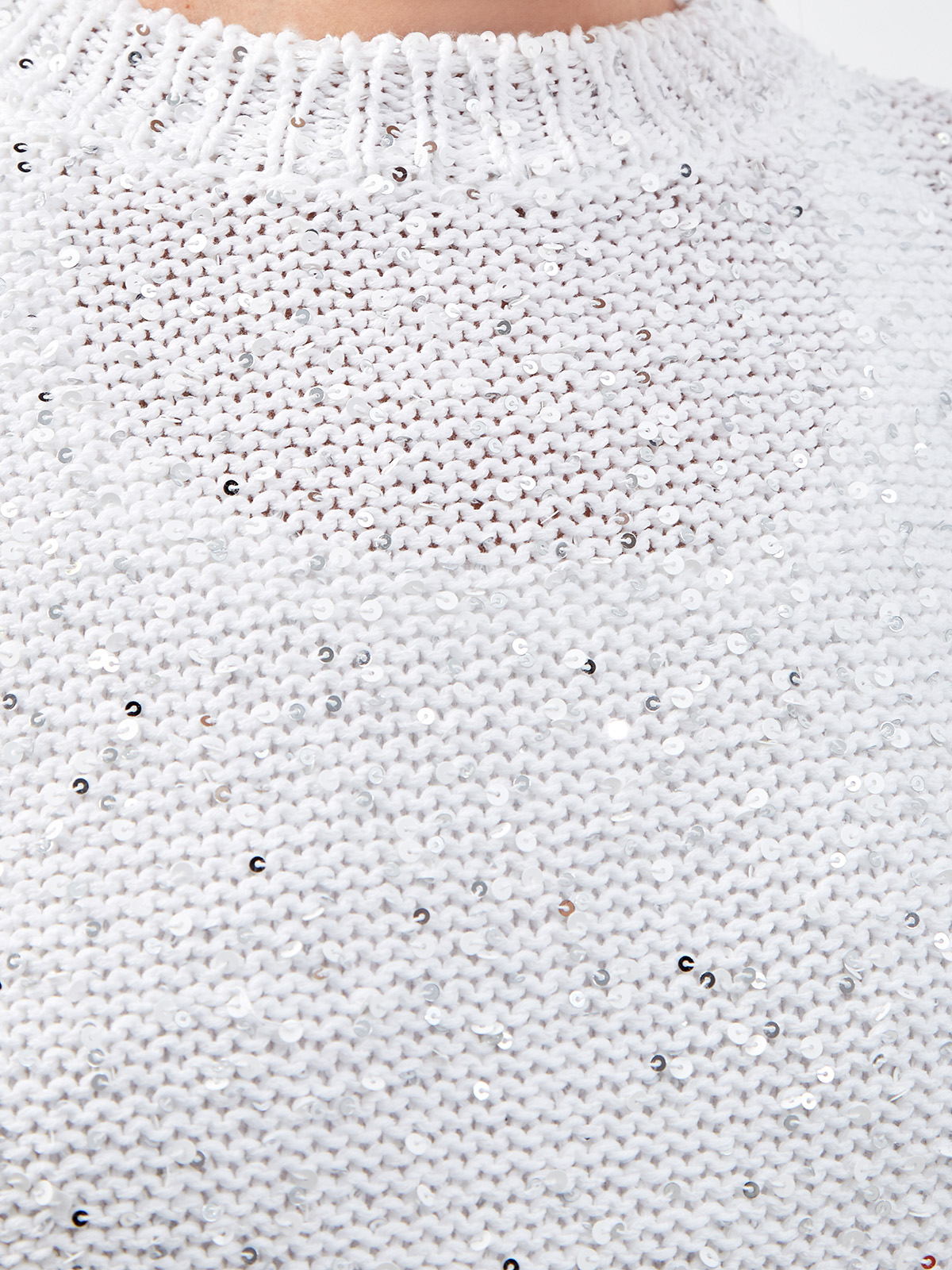 Джемпер узорной вязки с мерцающими пайетками LORENA ANTONIAZZI, цвет белый, размер 42;40 - фото 5