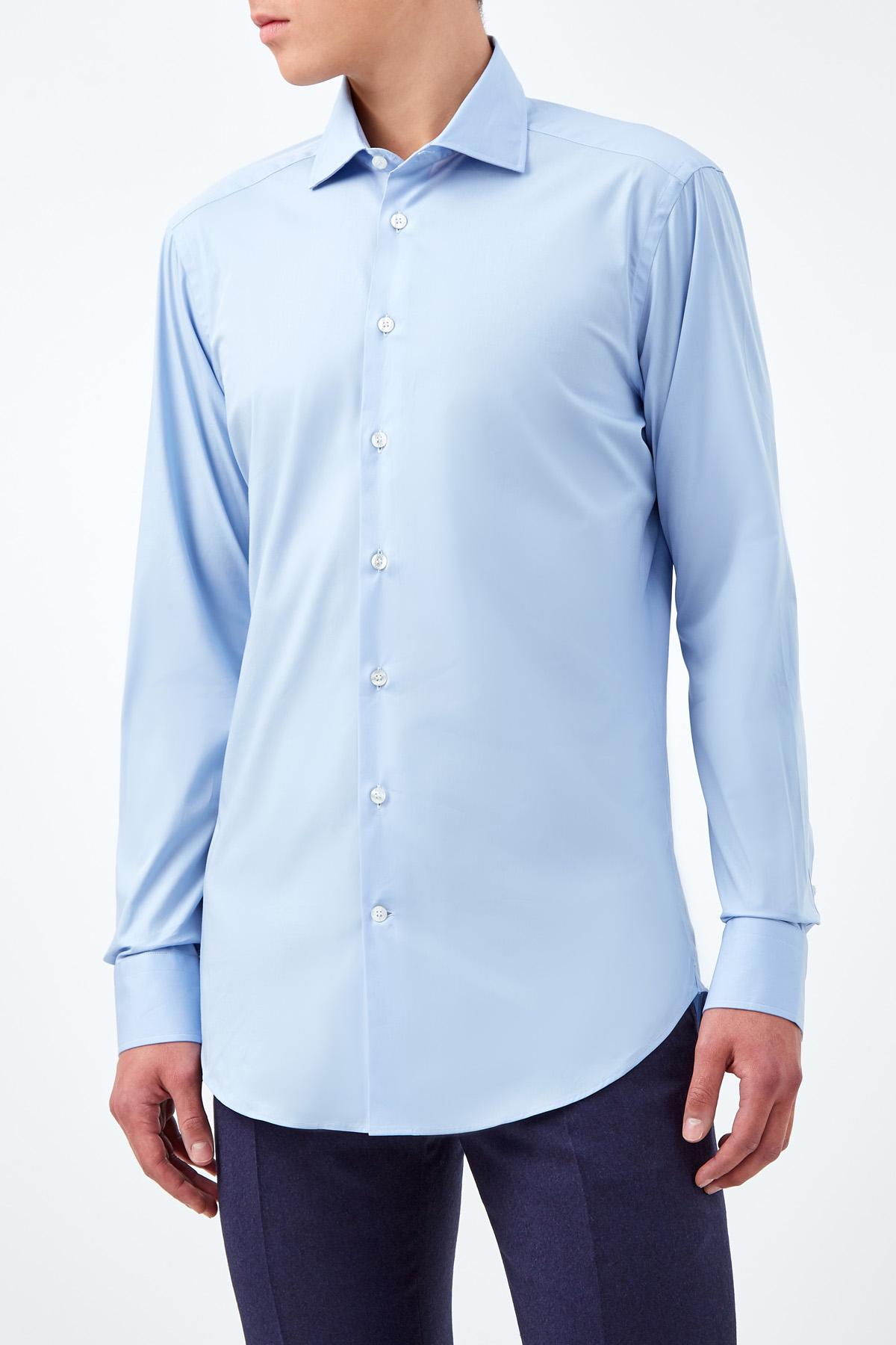 Базовая голубая рубашка из хлопка ETRO, цвет голубой, размер 50;54 - фото 3