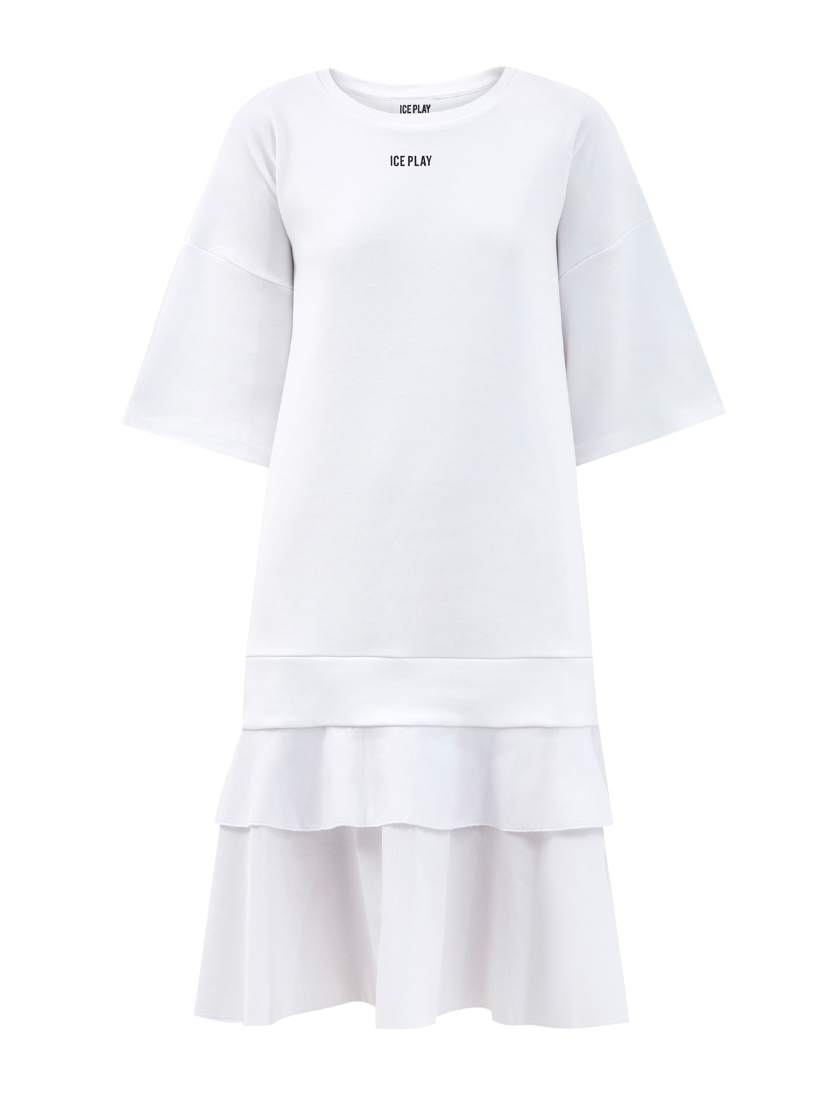Платье из плотного хлопка с многоярусным подолом ICE PLAY, цвет белый, размер XS;S;M - фото 1