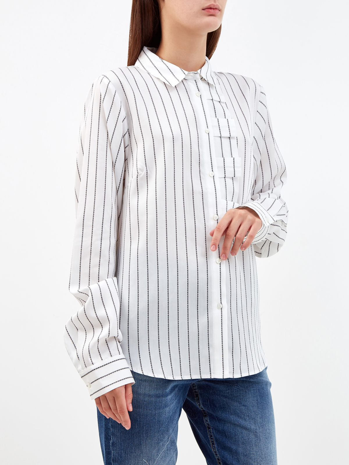 Элегантная рубашка из гладкого лиоцелла с принтом ICE PLAY, цвет белый, размер S;M;L;XL - фото 3