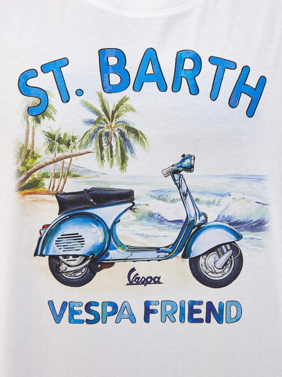 Хлопковая футболка с принтом St. Barth Vespa Friend MC2 SAINT BARTH, цвет белый, размер 4XL - фото 3