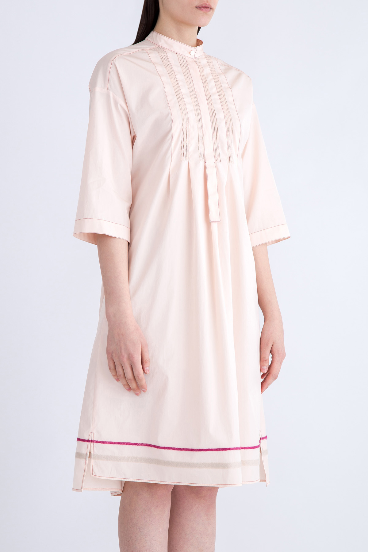 Платье из хлопка с декором цветными нитями и перфорацией AGNONA, размер 42 - фото 3