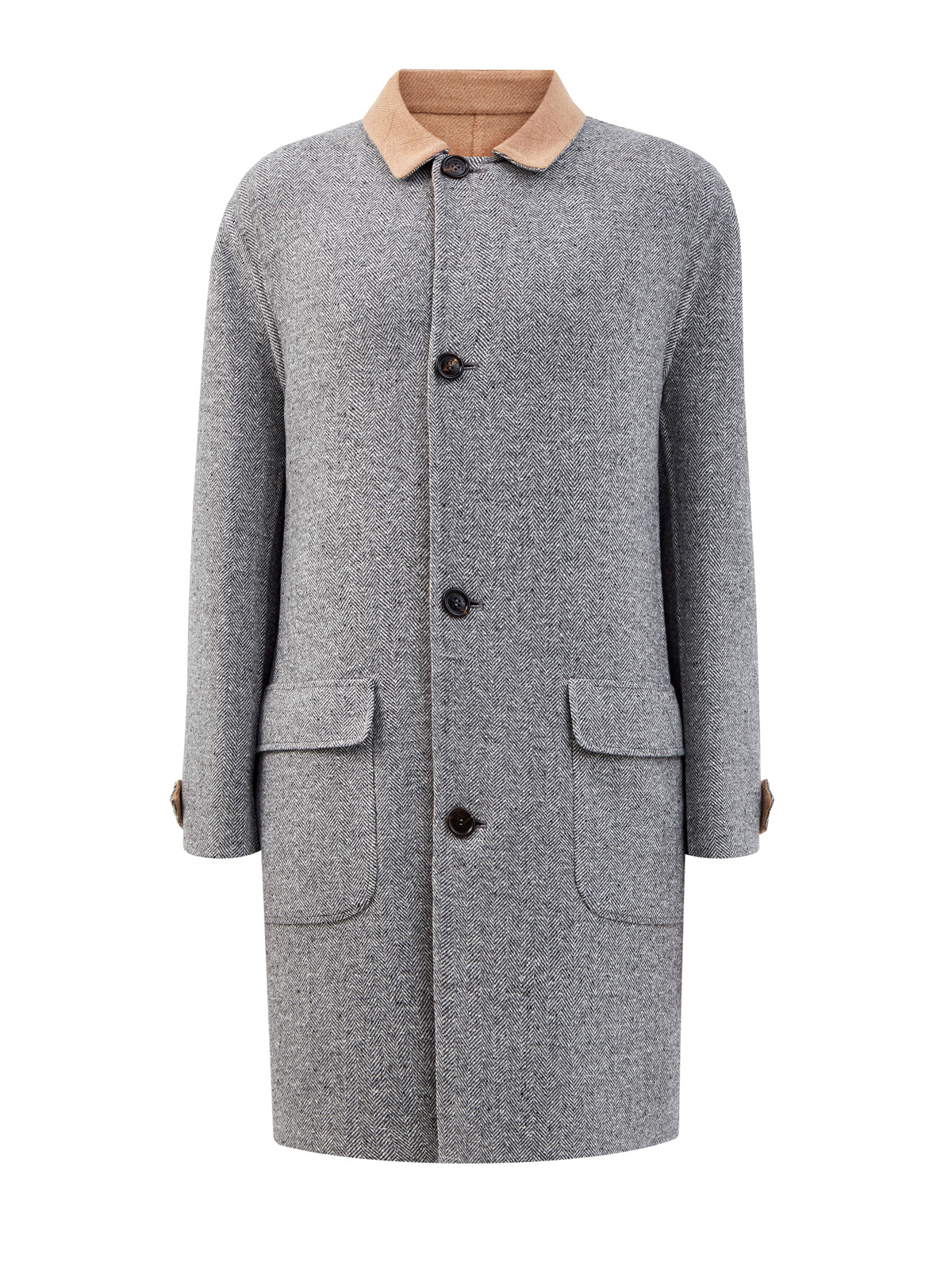 Двустороннее пальто-редингот из шерсти и кашемира BRUNELLO CUCINELLI, цвет мульти, размер 50;54
