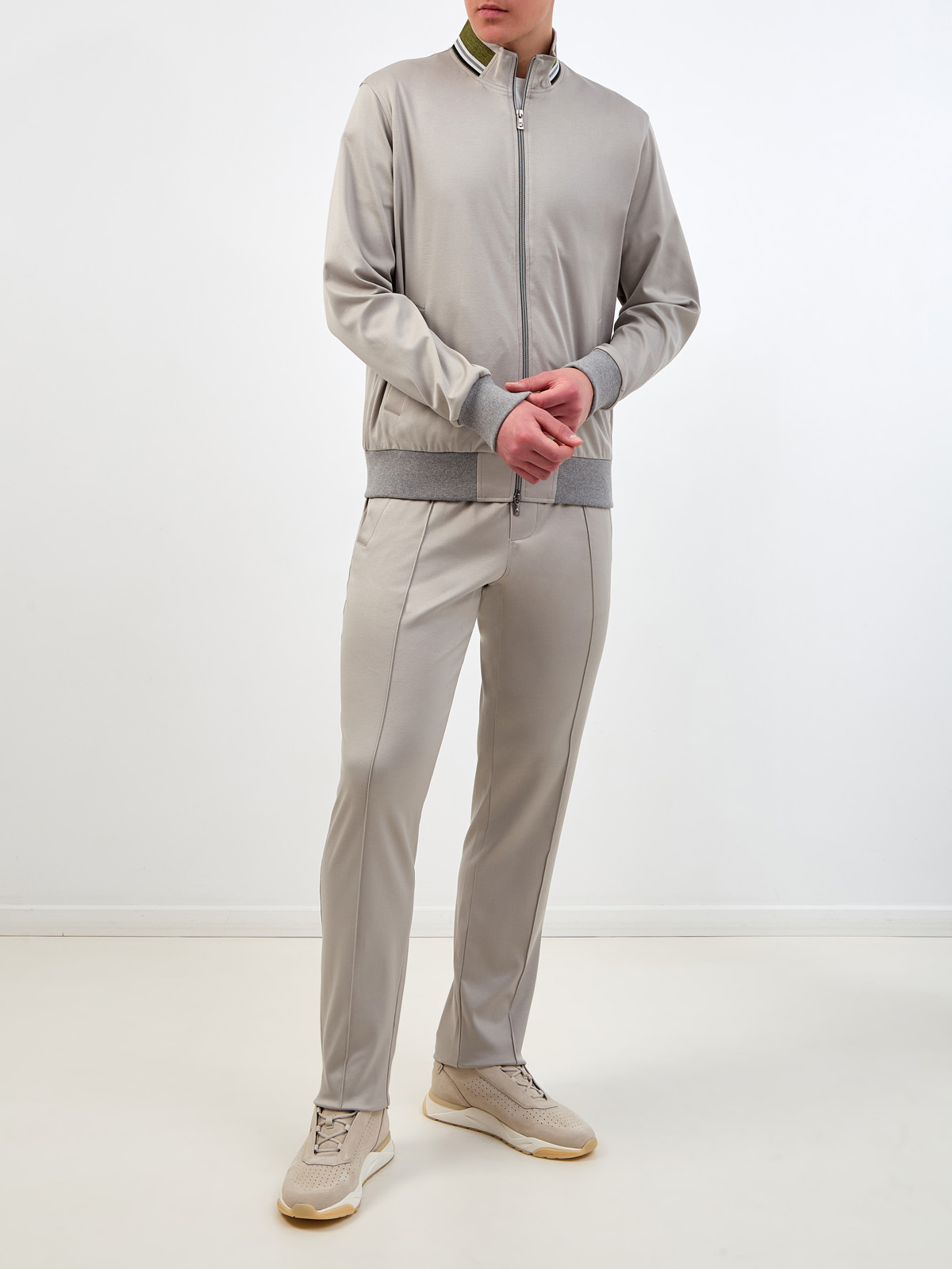 Спортивные брюки из хлопка интерлок с поясом на кулиске CAPOBIANCO, цвет серый, размер 50;52;54;56;58;60 - фото 2