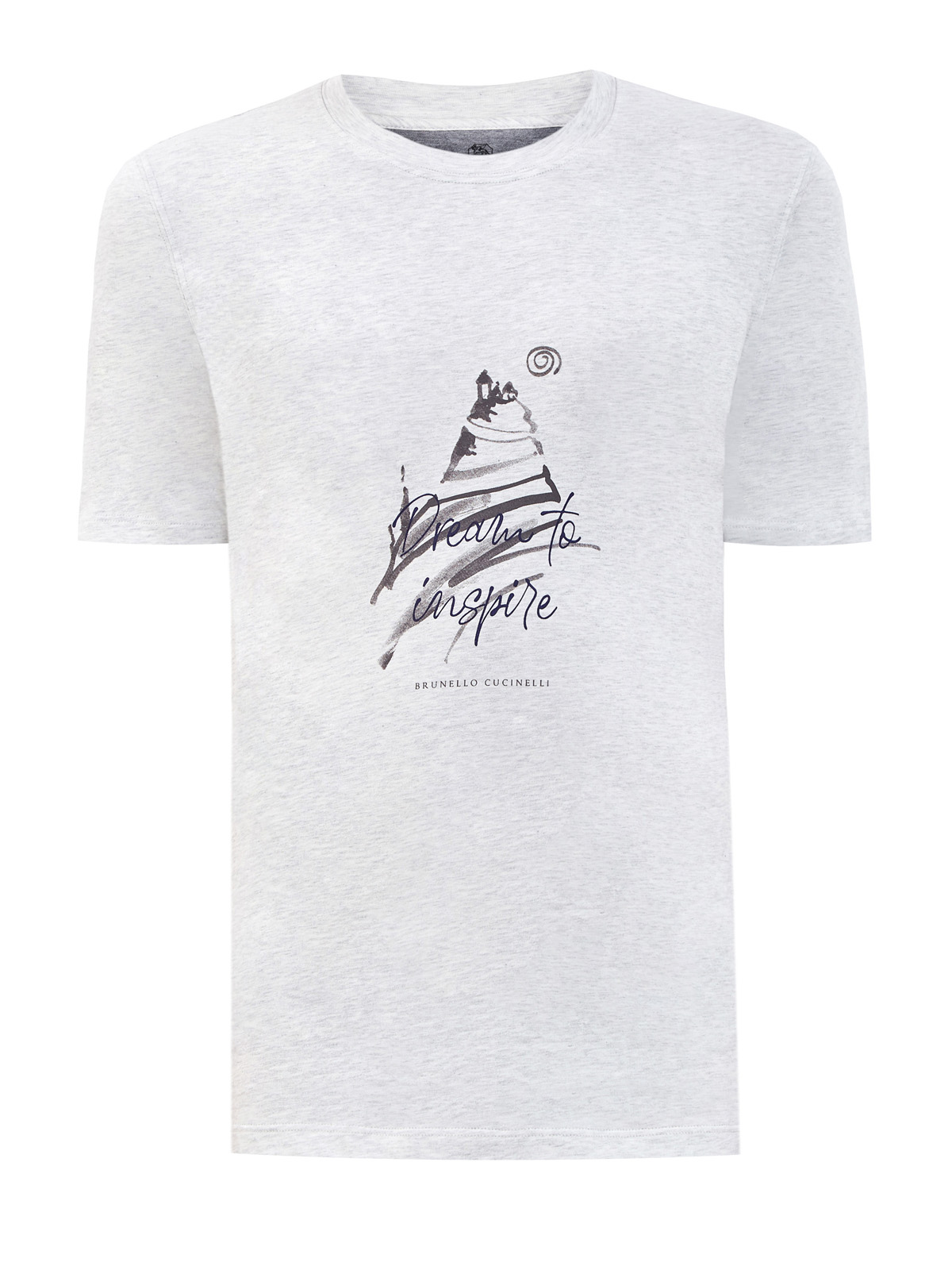 Хлопковая футболка с сезонным принтом Dream To Inspire BRUNELLO CUCINELLI, цвет серый, размер 52;54;56;58;46 - фото 1