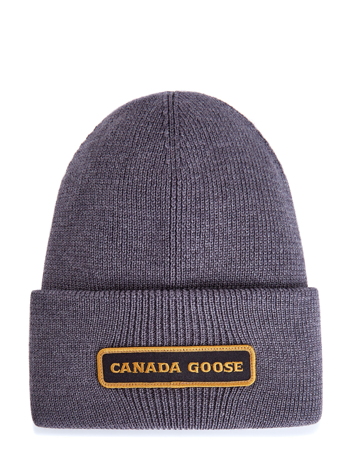 Теплая шапка из двухслойной шерсти с логотипом CANADA GOOSE, цвет серый, размер 40 - фото 1