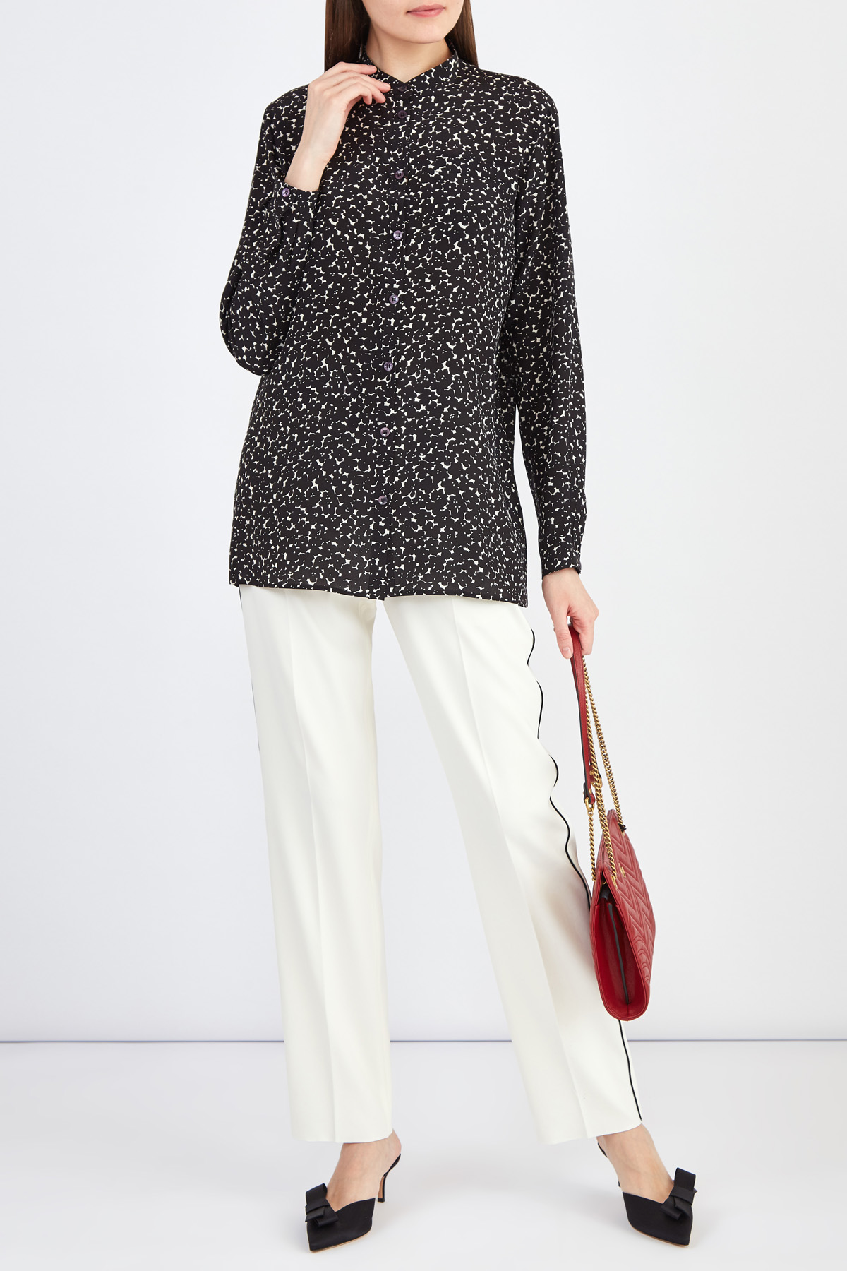 Блуза из шелка с цветочным принтом в монохромной гамме ETRO, размер 42 - фото 2