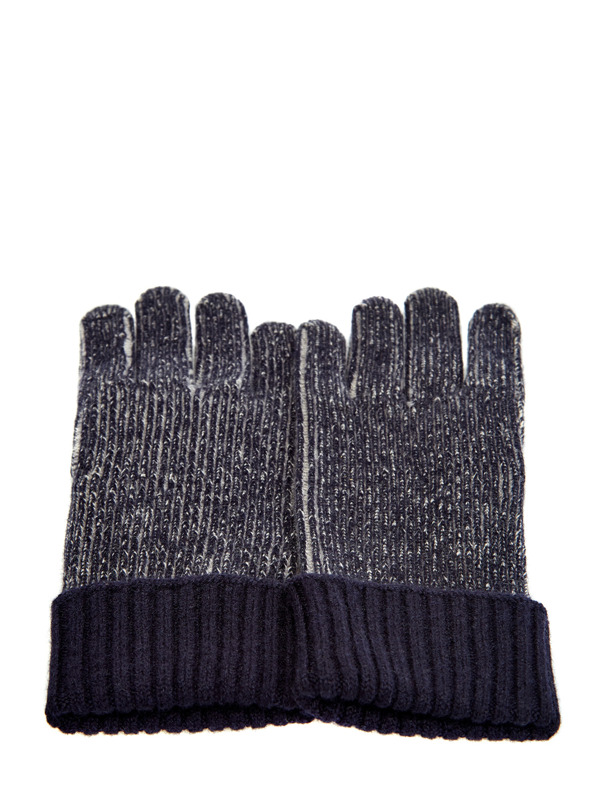Теплые перчатки из меланжевого кашемира с отворотами ELEVENTY, цвет синий, размер 41.5;44;45 - фото 3