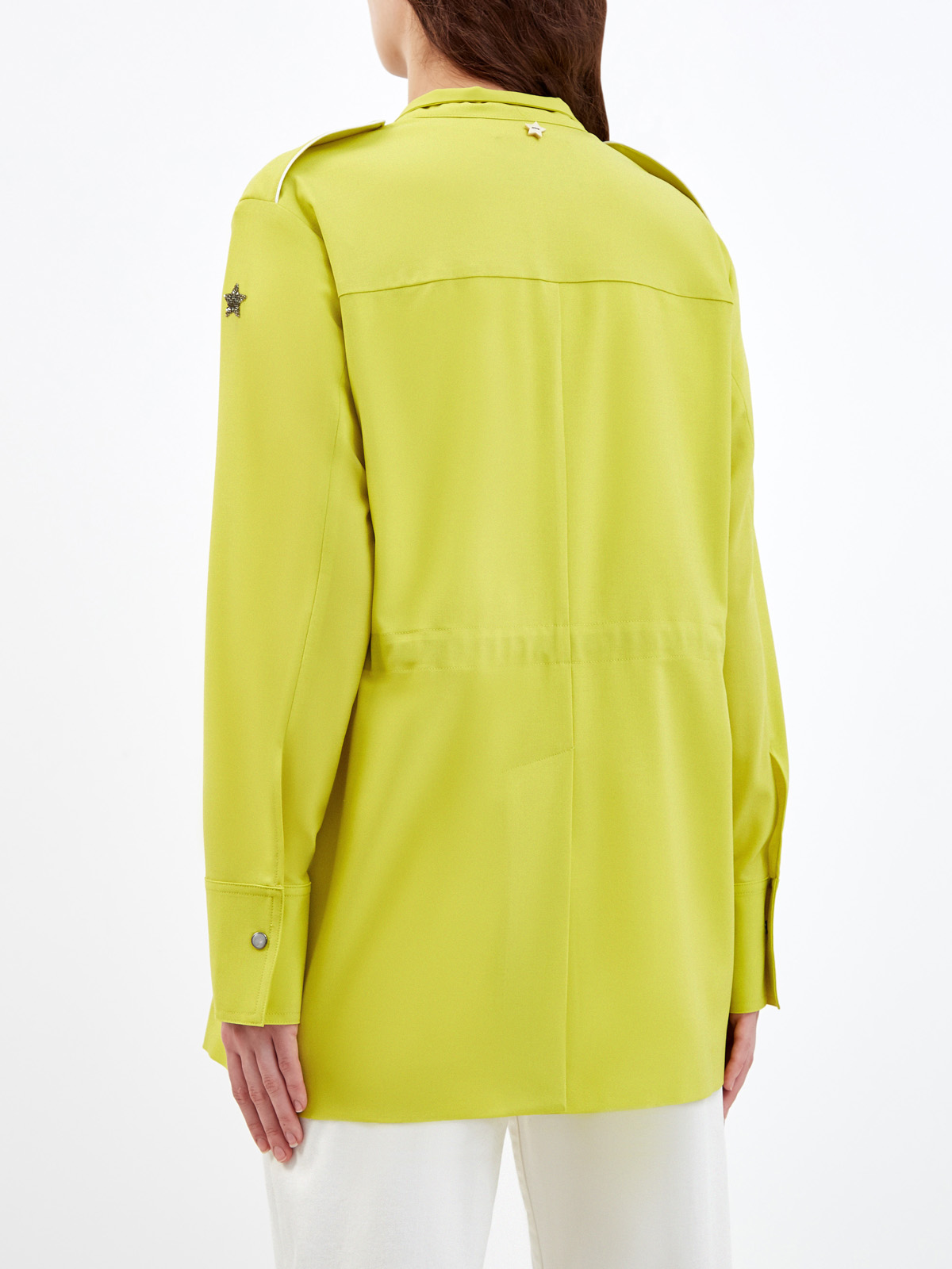 Жакет из костюмной шерстяной ткани в стиле милитари LORENA ANTONIAZZI, цвет желтый, размер 42;40 - фото 4