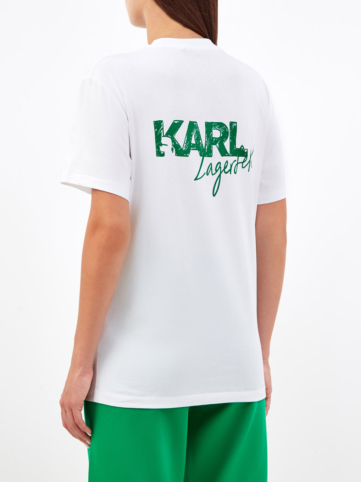 Свободная футболка из хлопка джерси с принтом KARL LAGERFELD, цвет белый, размер XS;S;M;L;XL - фото 4