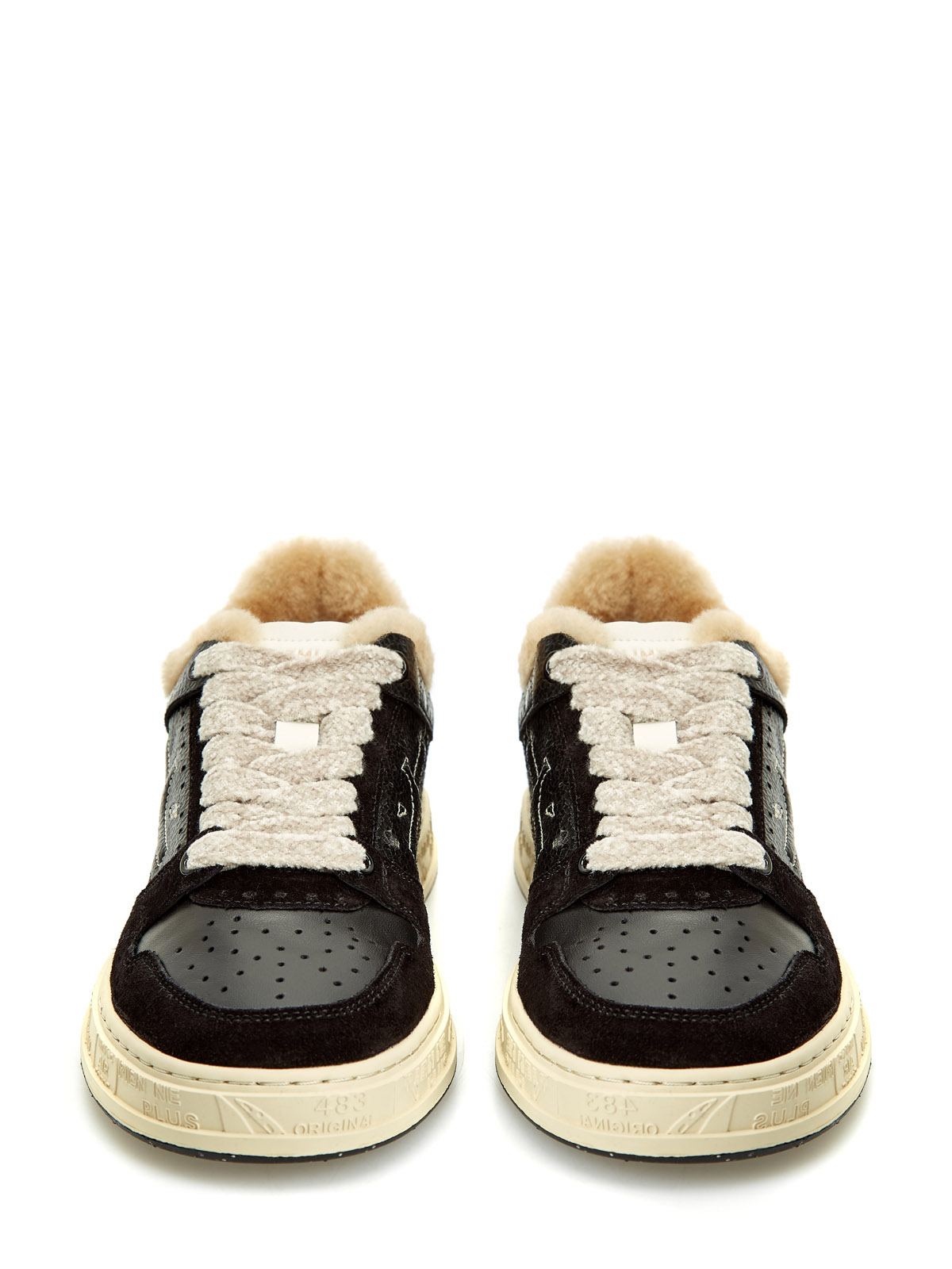 Кеды Quinn из крупнозернистой кожи и замши с меховой подкладкой Черный, фото 5