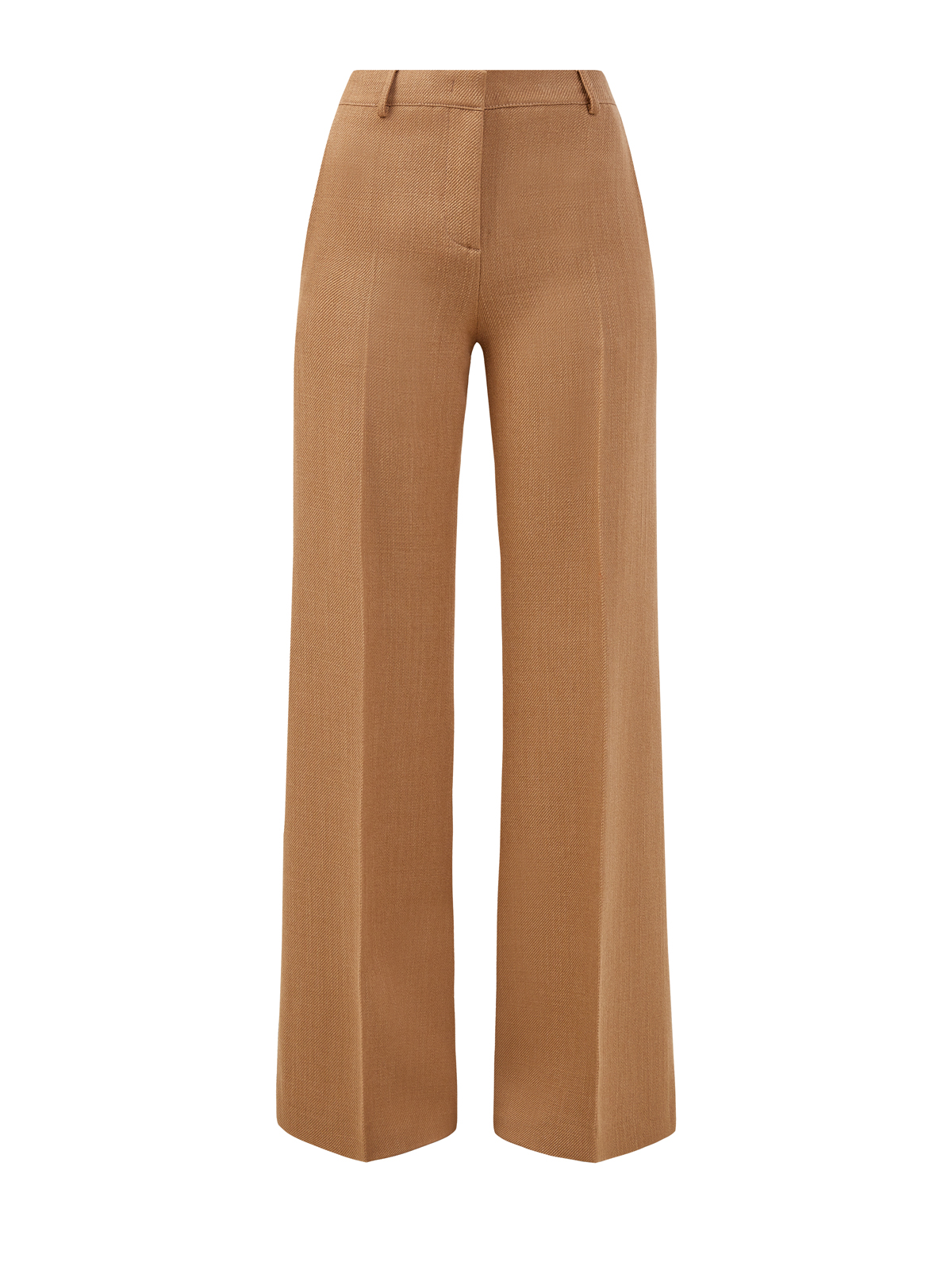Удлиненные брюки-клеш из шерсти и вискозы ETRO коричневого цвета