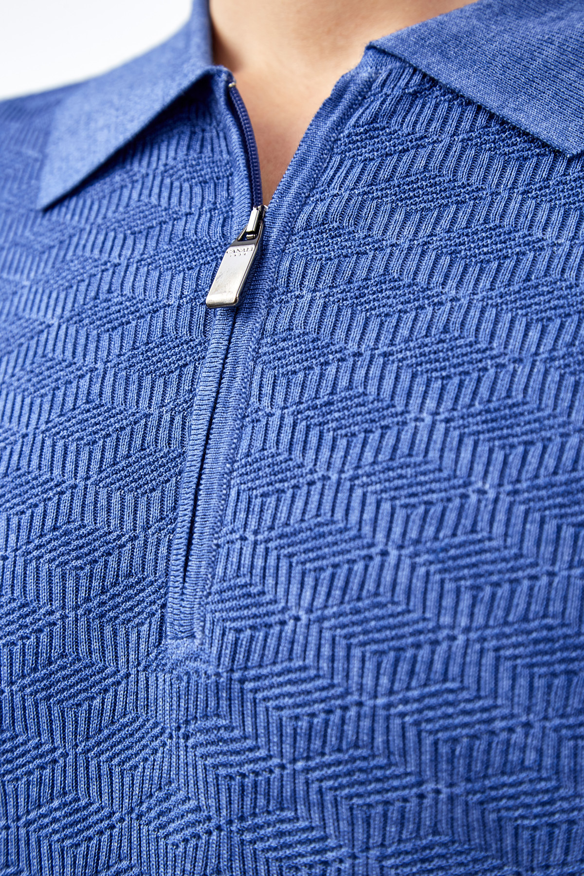 Джемпер из шерсти и шелка в технике фактурной вязки CANALI, цвет синий, размер 50;58;62;48 - фото 5