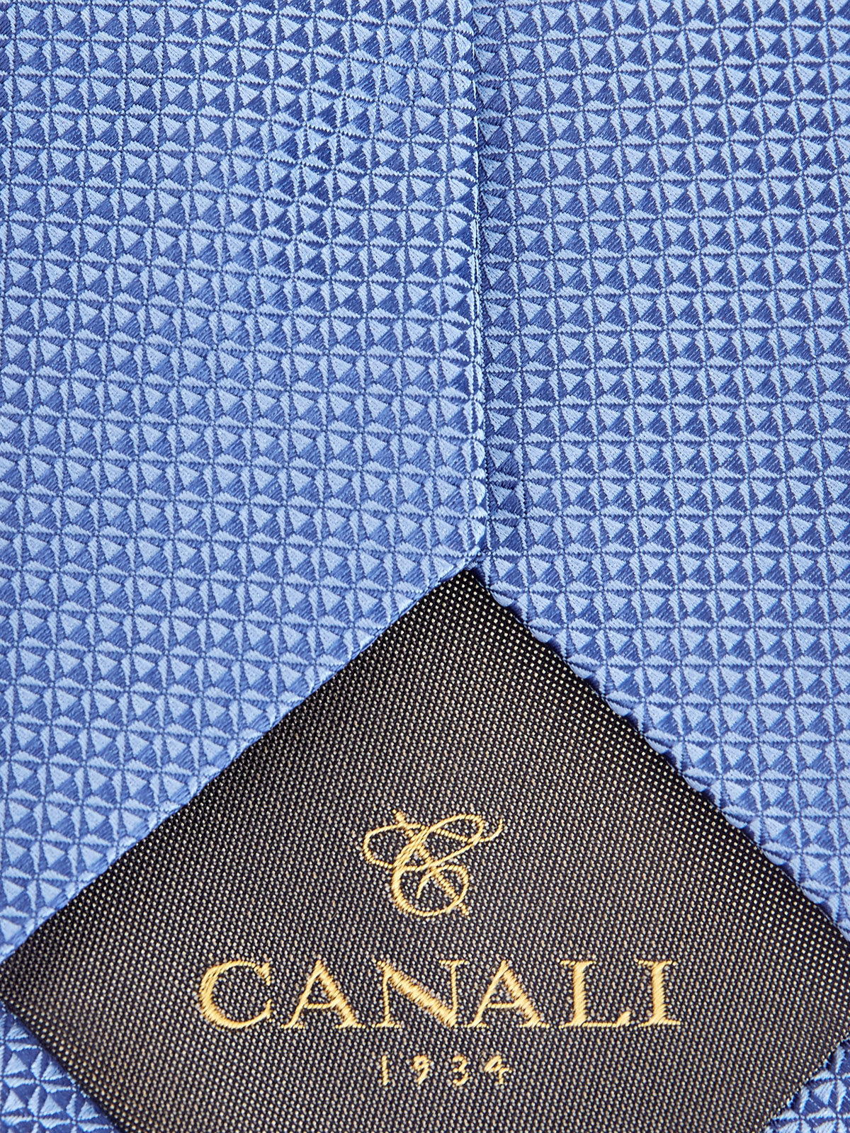 Галстук в синих тонах из гладкого шелка CANALI, цвет голубой, размер M - фото 4