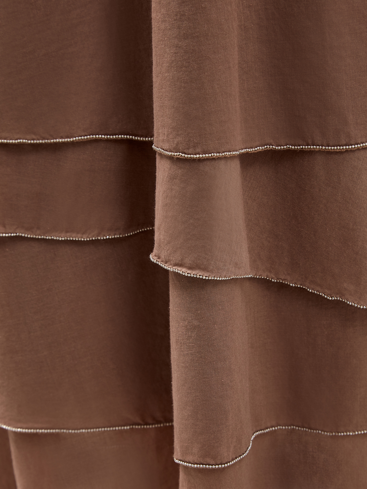 Воздушная юбка-миди из тонкого хлопка с цепочками PESERICO, цвет коричневый, размер 42;44;40 - фото 5