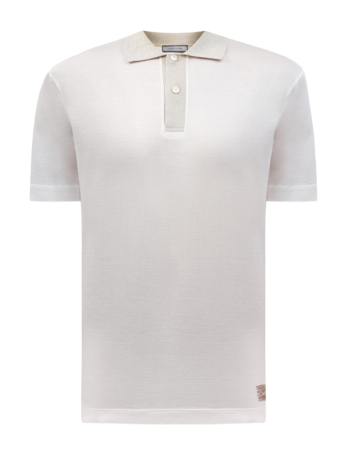 Хлопковая футболка-поло с минималистичным принтом CORTIGIANI белого цвета
