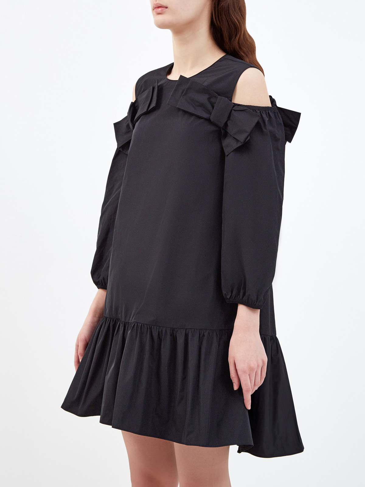 Платье с вырезами на плечах и подолом-плиссе REDVALENTINO, цвет черный, размер L;S - фото 3
