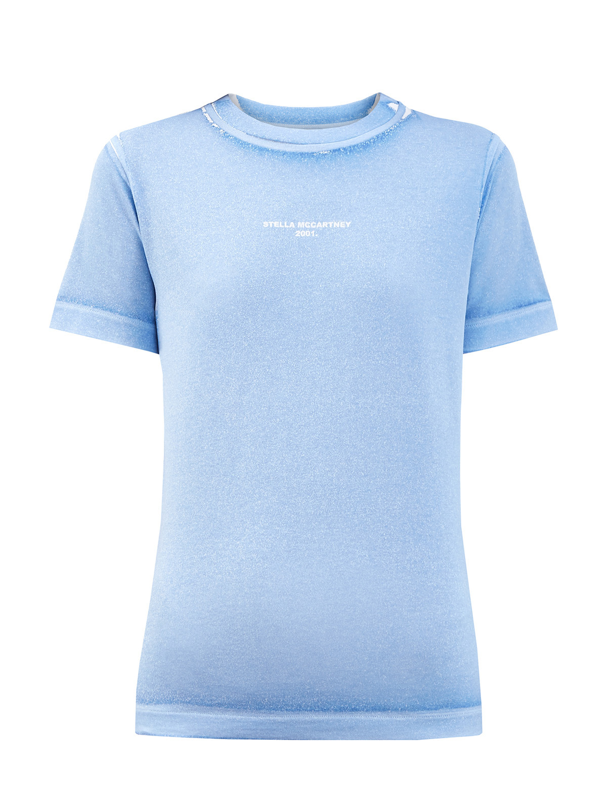 Окрашенная в готовом виде футболка из плотного хлопка STELLA McCARTNEY голубого цвета