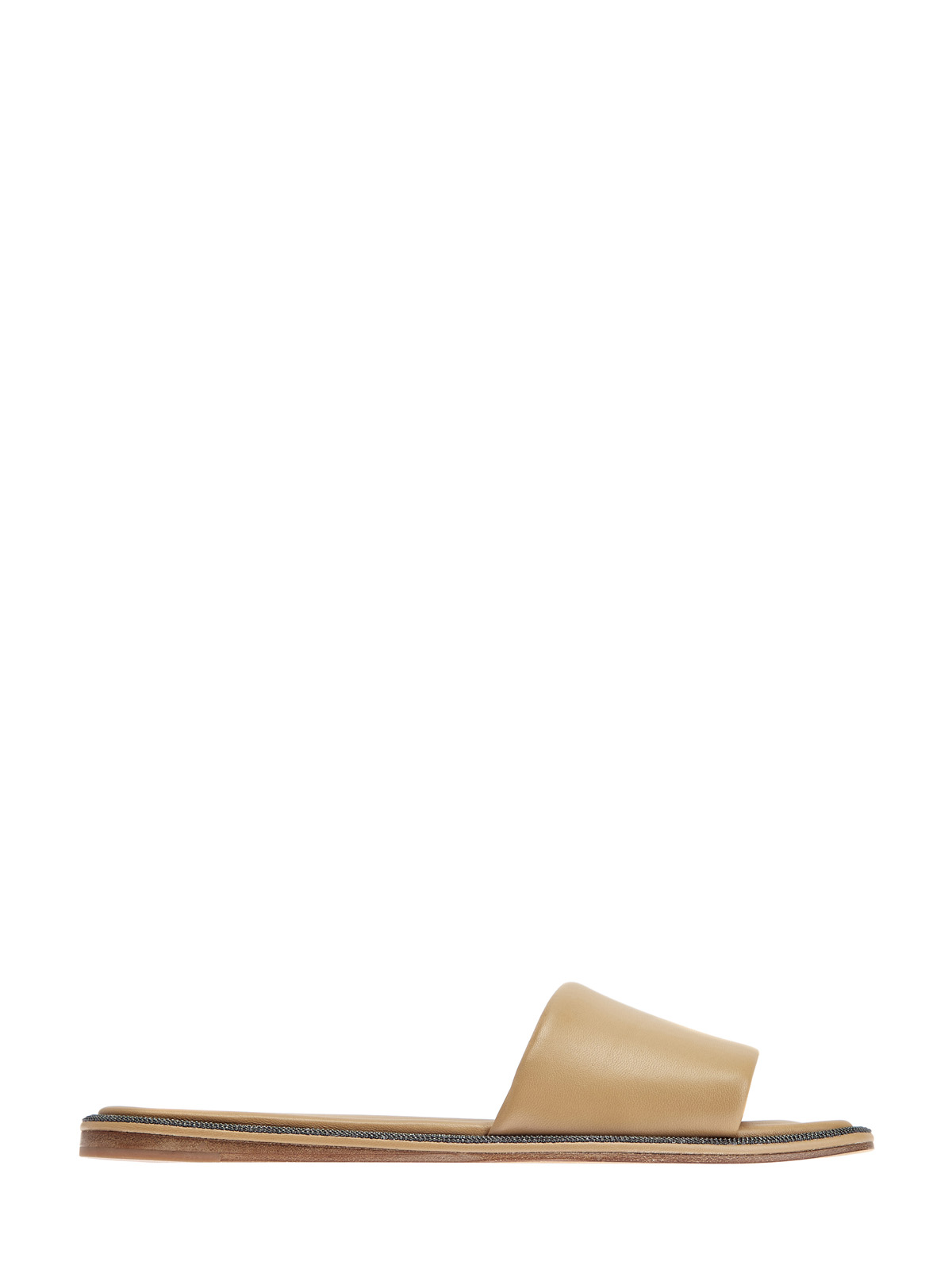 Шлепанцы из кожи наппа Soft с мерцающим рантом BRUNELLO CUCINELLI, цвет коричневый, размер 36.5;37.5 - фото 1