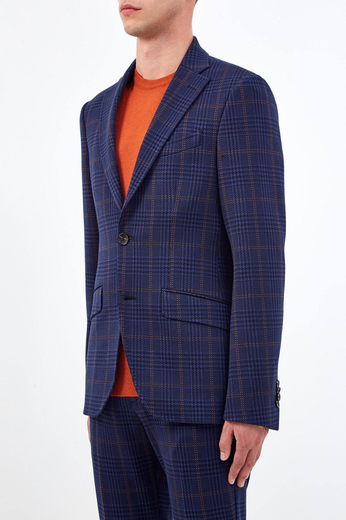 Пиджак из фактурного хлопка с контрастным подкладом ETRO, цвет синий, размер 50;52;54;56;48 - фото 3